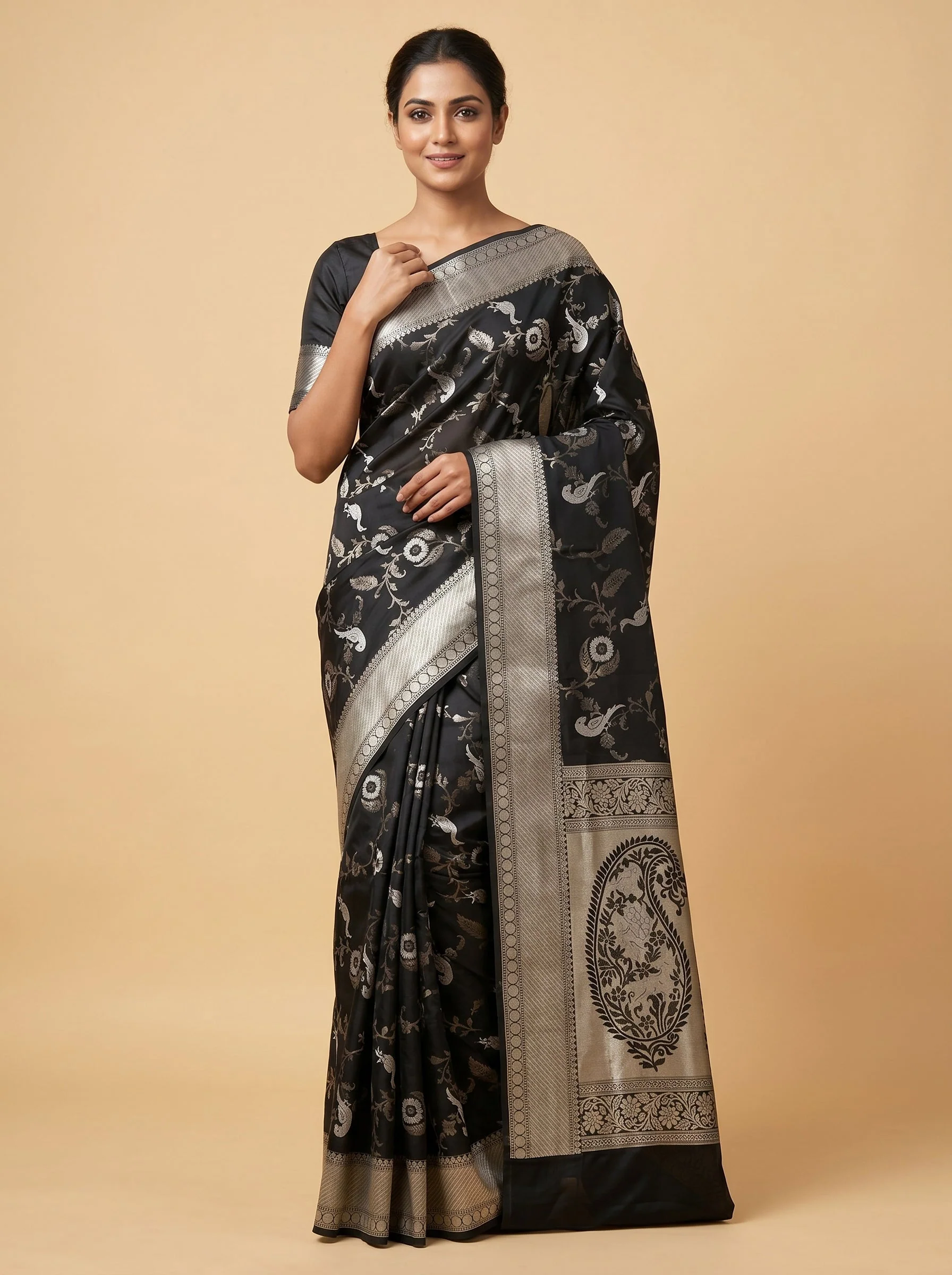 Jet Black Glow Saree