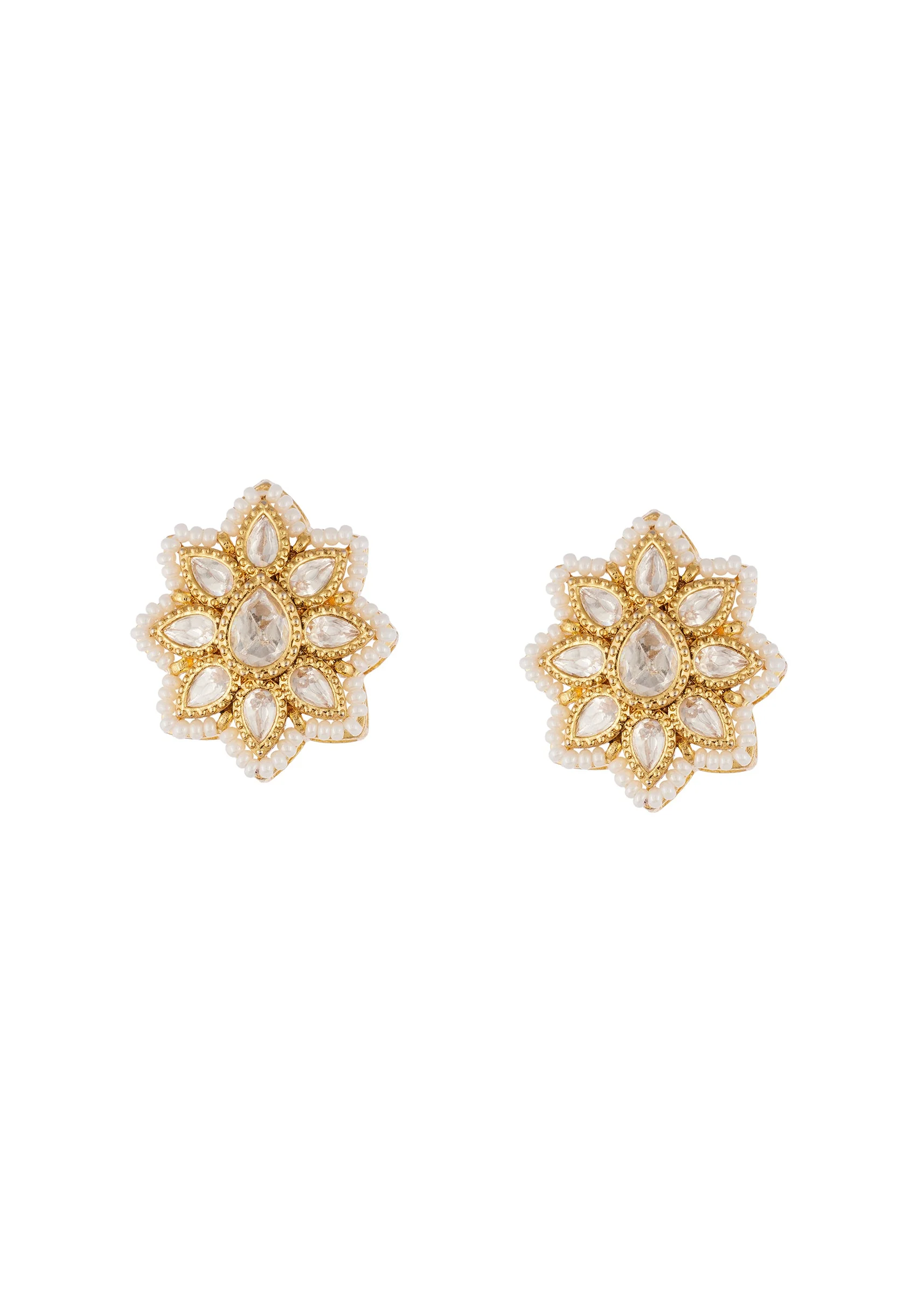 Jewellery Set In Gold Finish Polki - Image 4