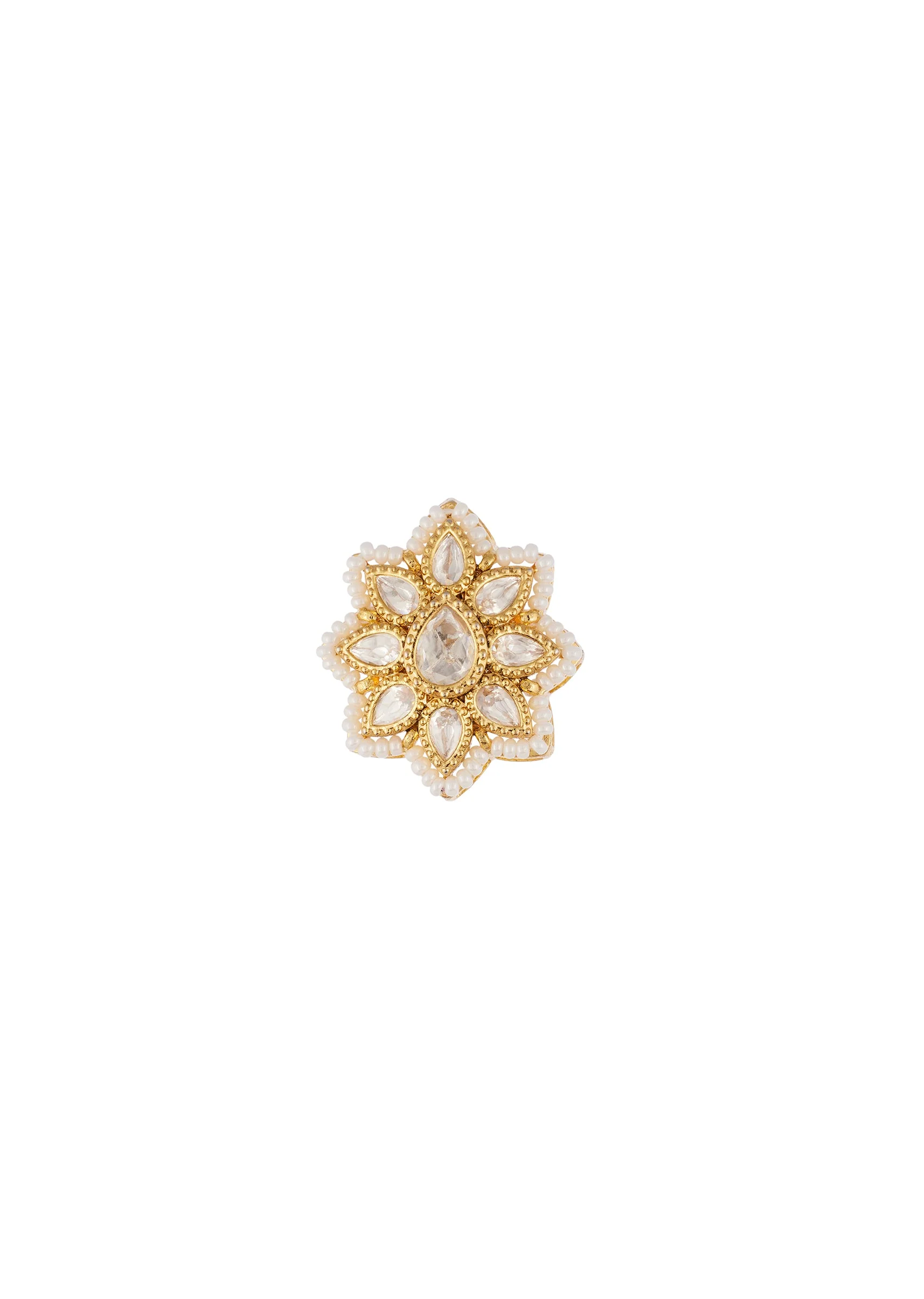 Jewellery Set In Gold Finish Polki - Image 5