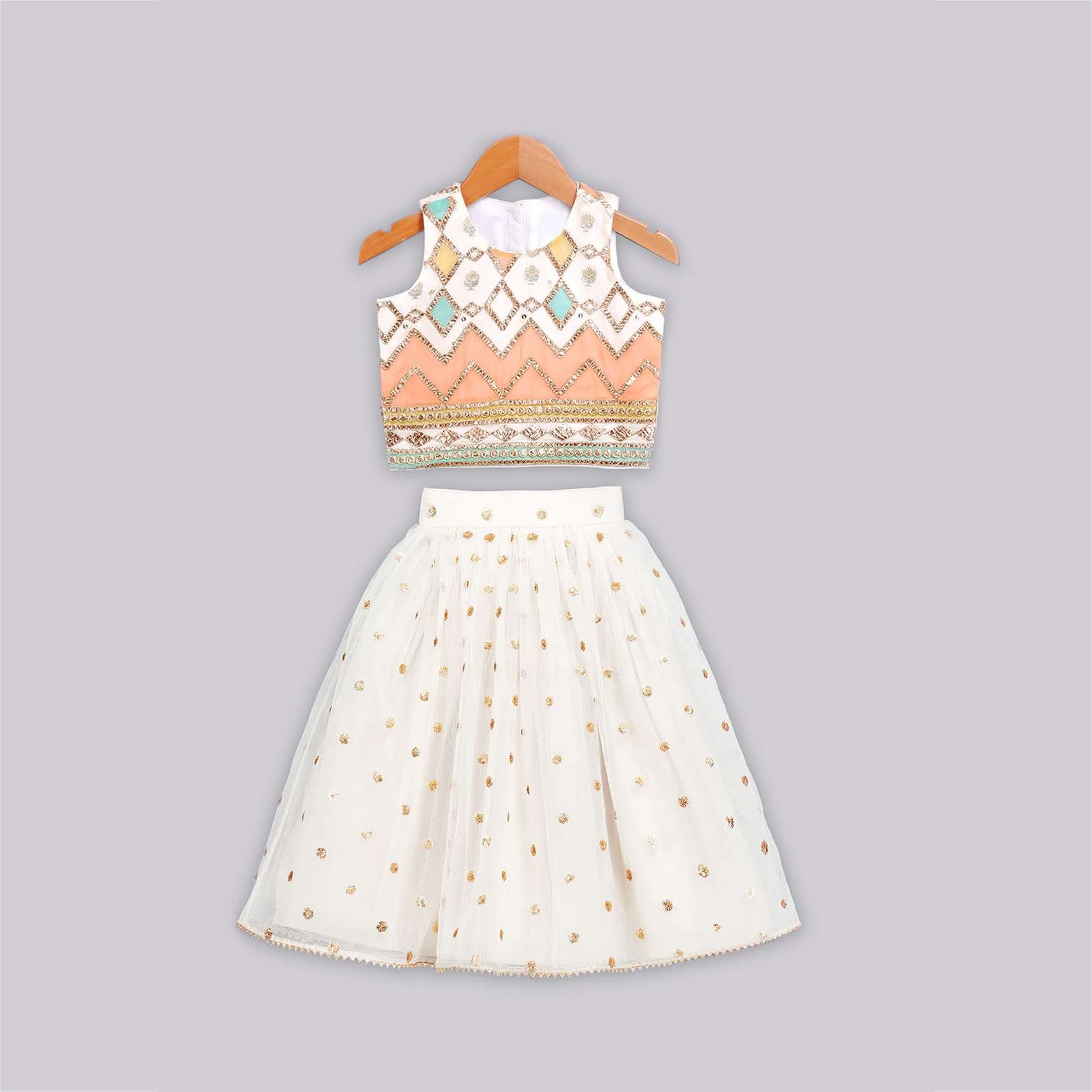 Kalki Girls Gotta and applique embroidered multi color top with sequins embroidered top Online - Free Sparrow - Image 2