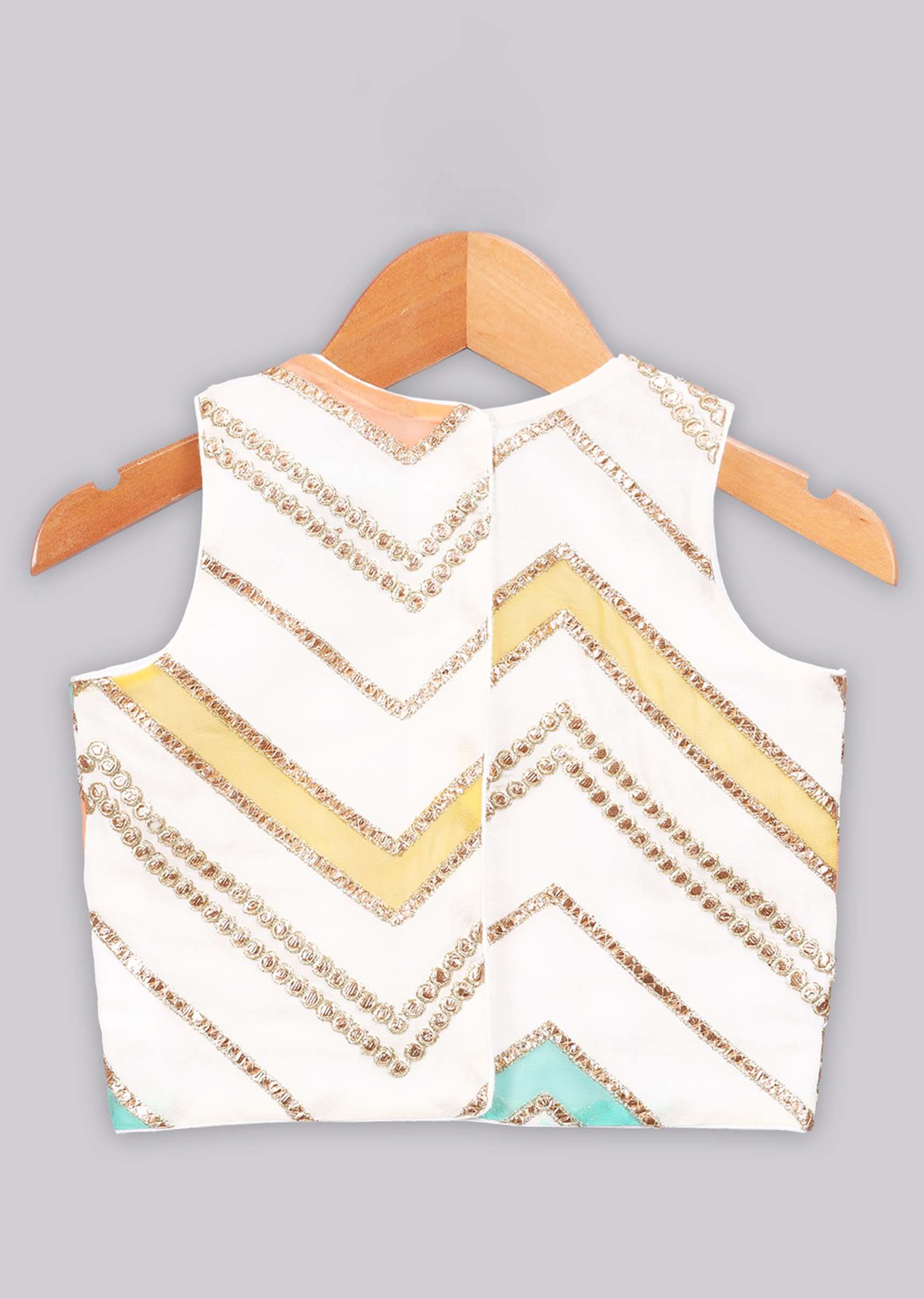 Kalki Girls Gotta and applique embroidered multi color top with sequins embroidered top Online - Free Sparrow - Image 4