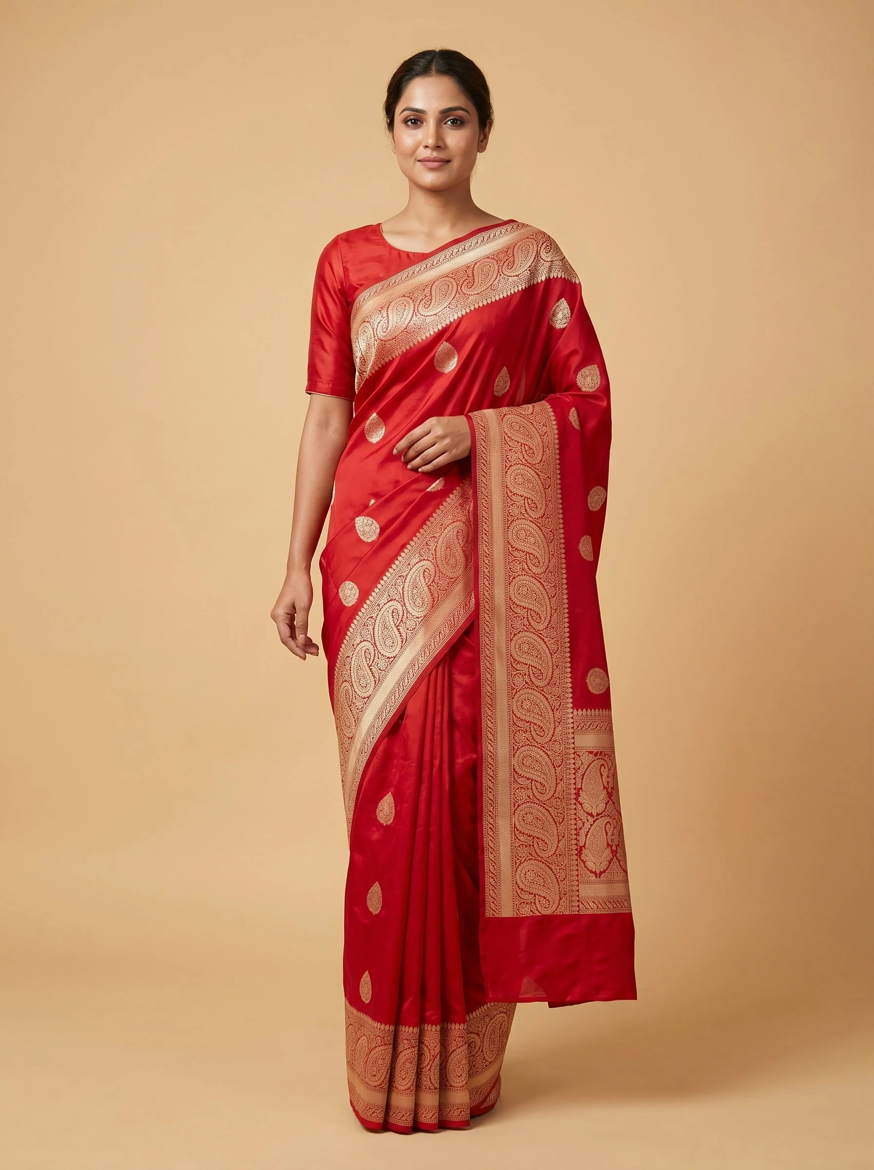 Keri Crimson Handloom Saree