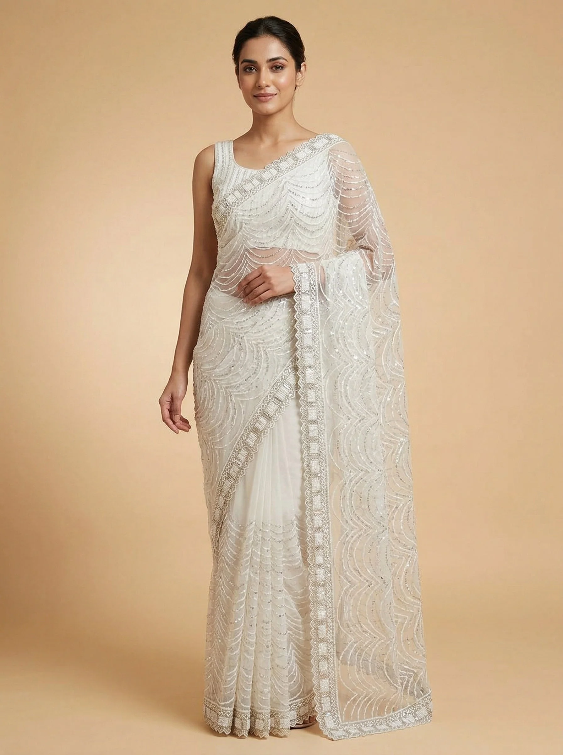 Lace White Handloom Saree