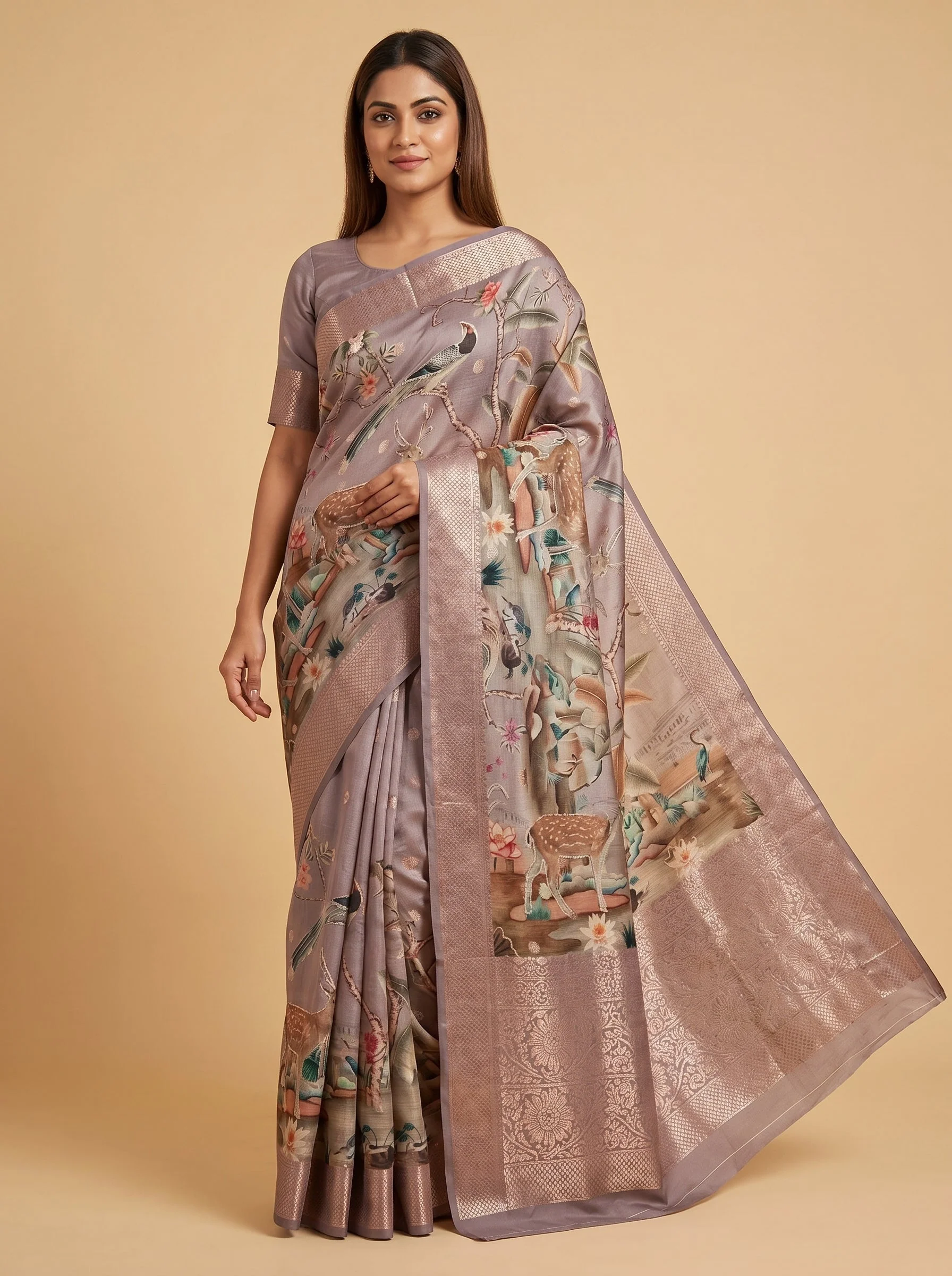 Lavender Airy Print Saree