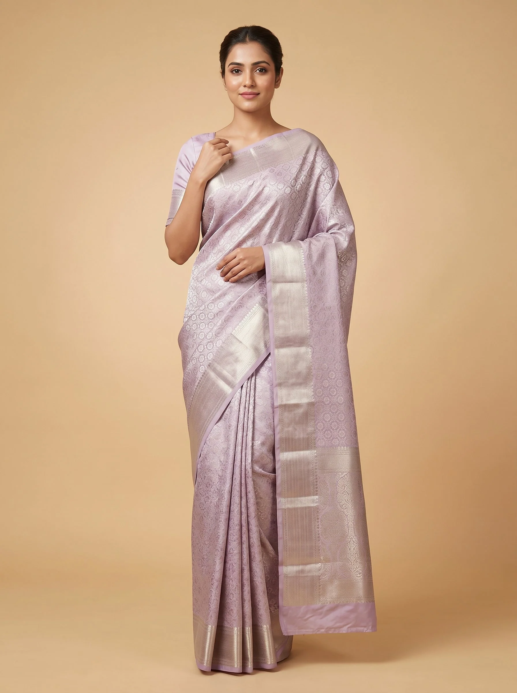 Lavender Airy Threadwork Saree