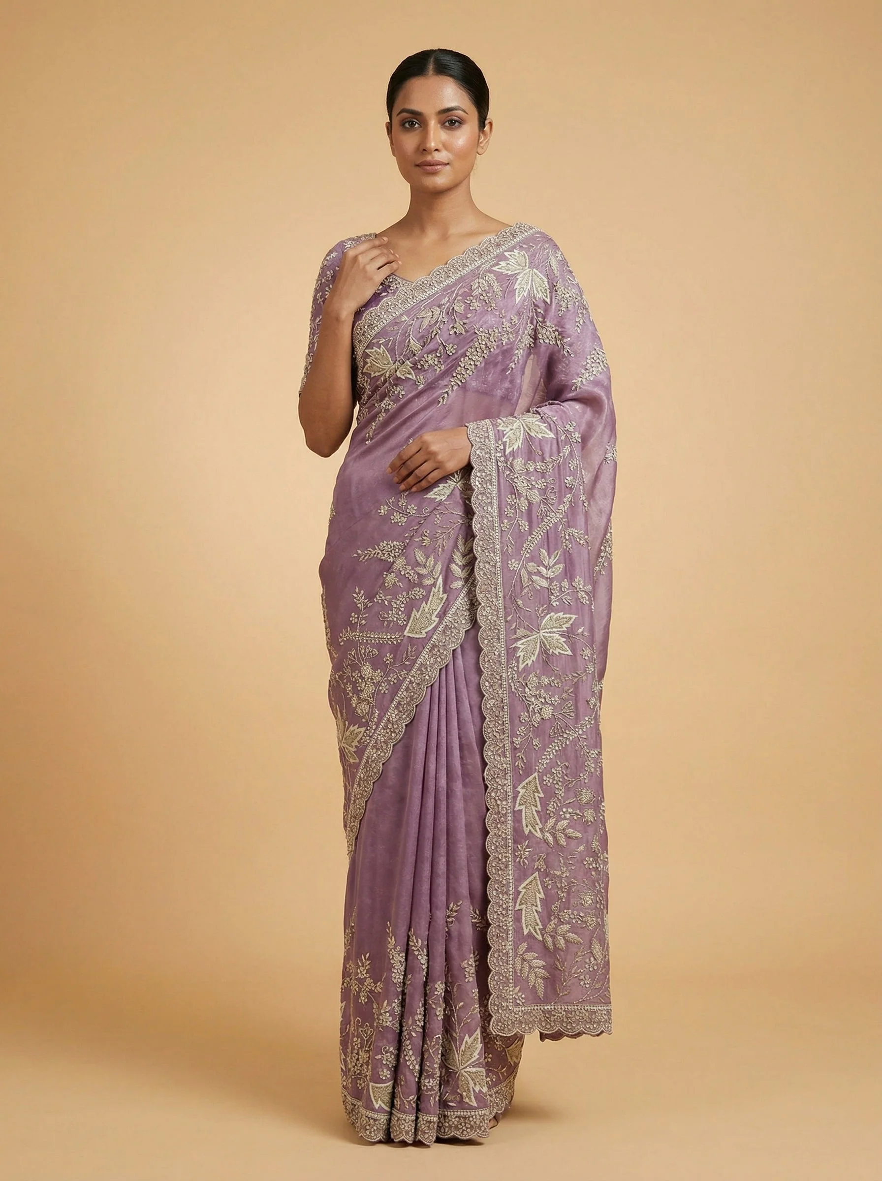 Lavender Breezy Embroidered Saree