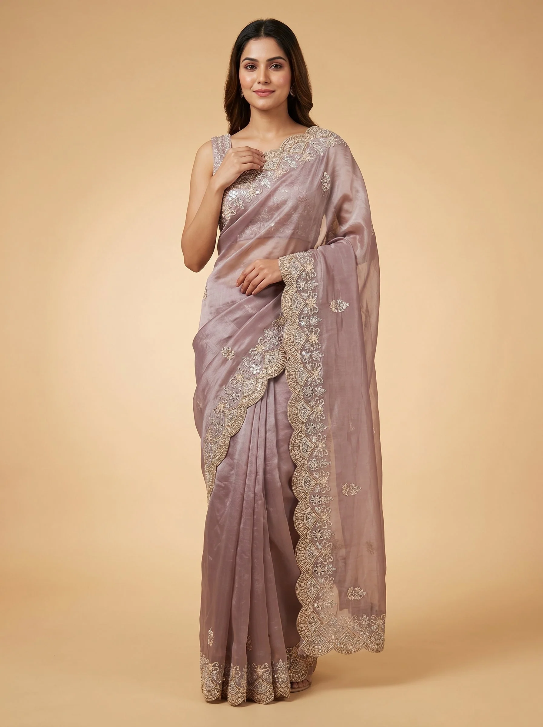 Lavender Charm Embroidered Saree