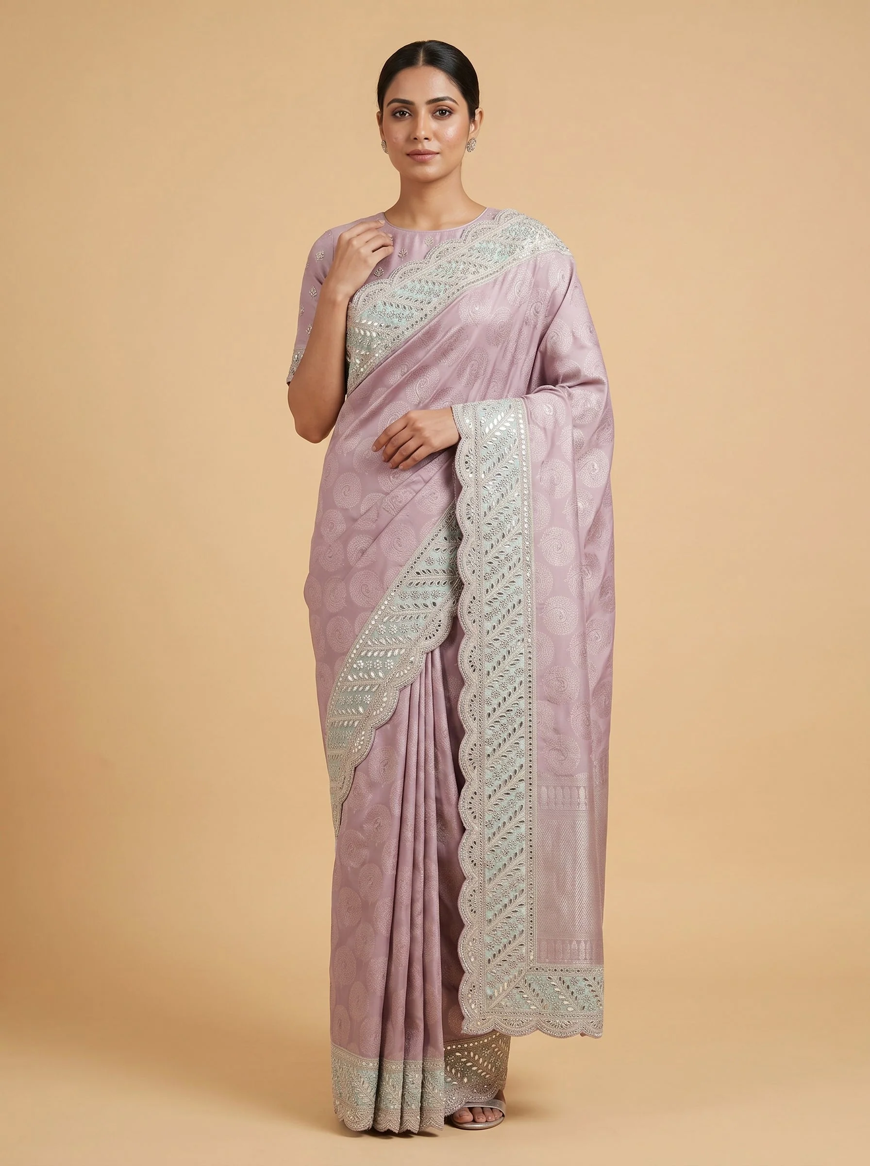 Lavender Dew Embroidered Saree