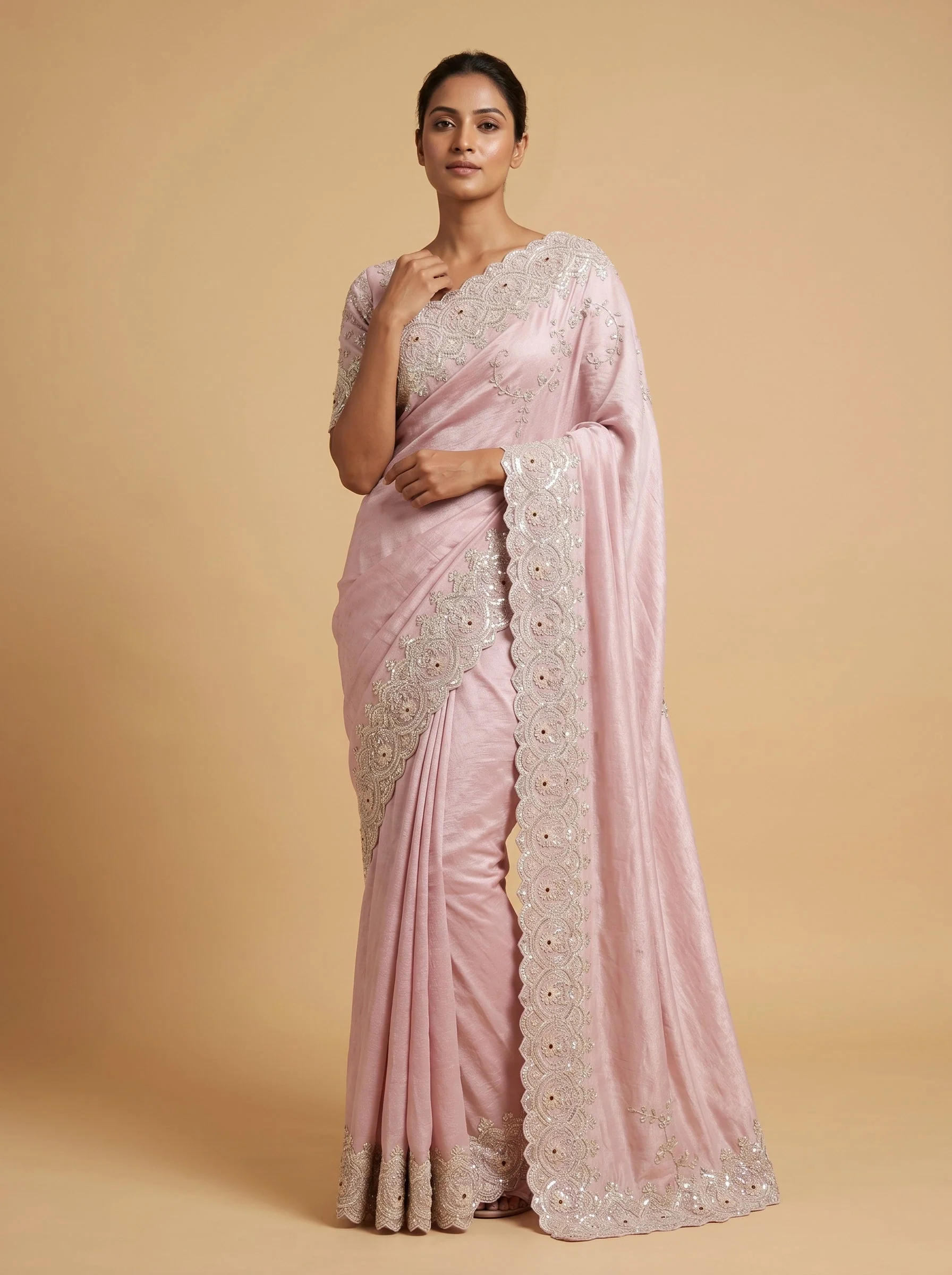 Lavender Dreamscape Embroidery Saree