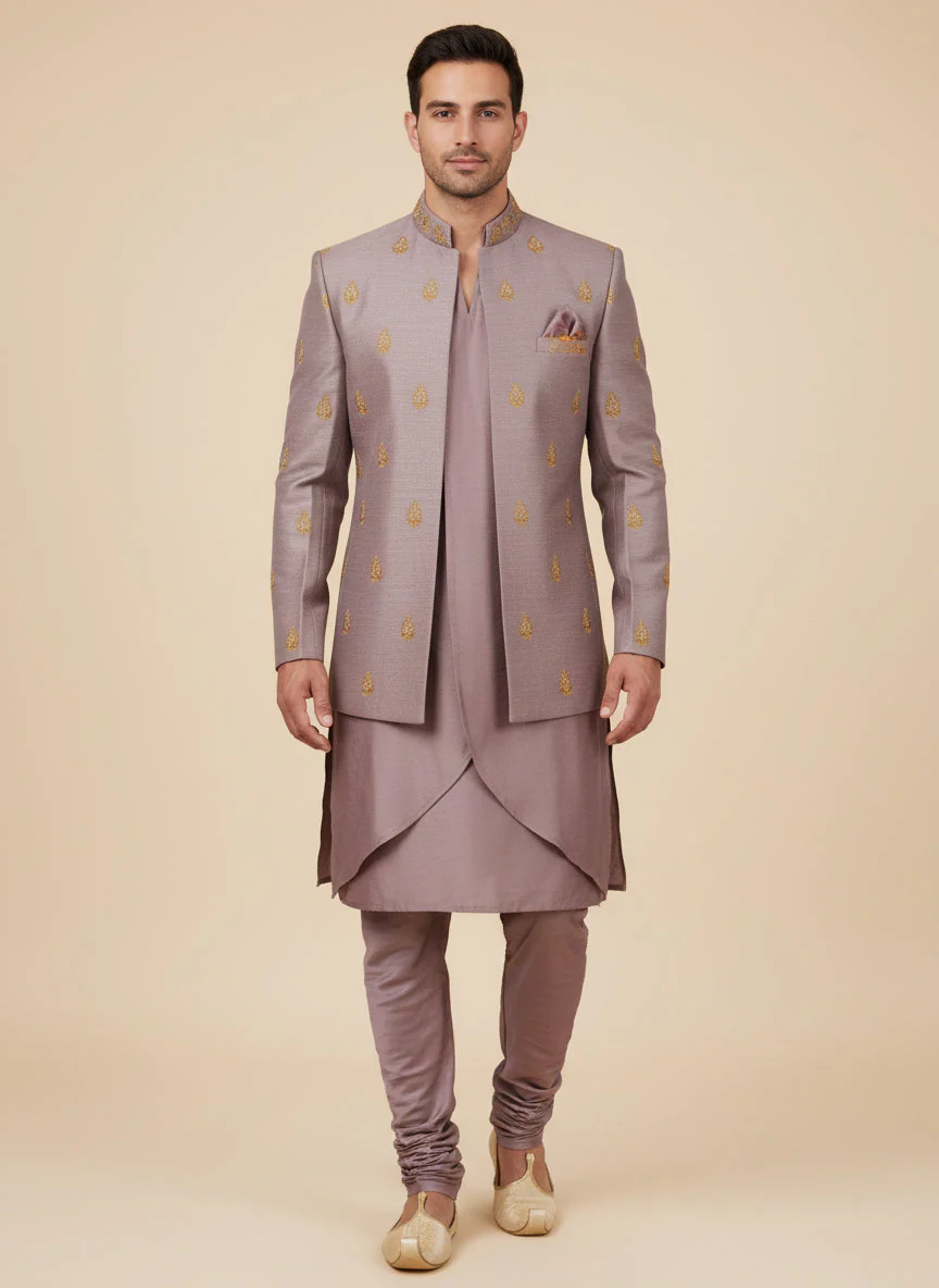 Lavender Elegant Jacket Kurta Set - Image 2