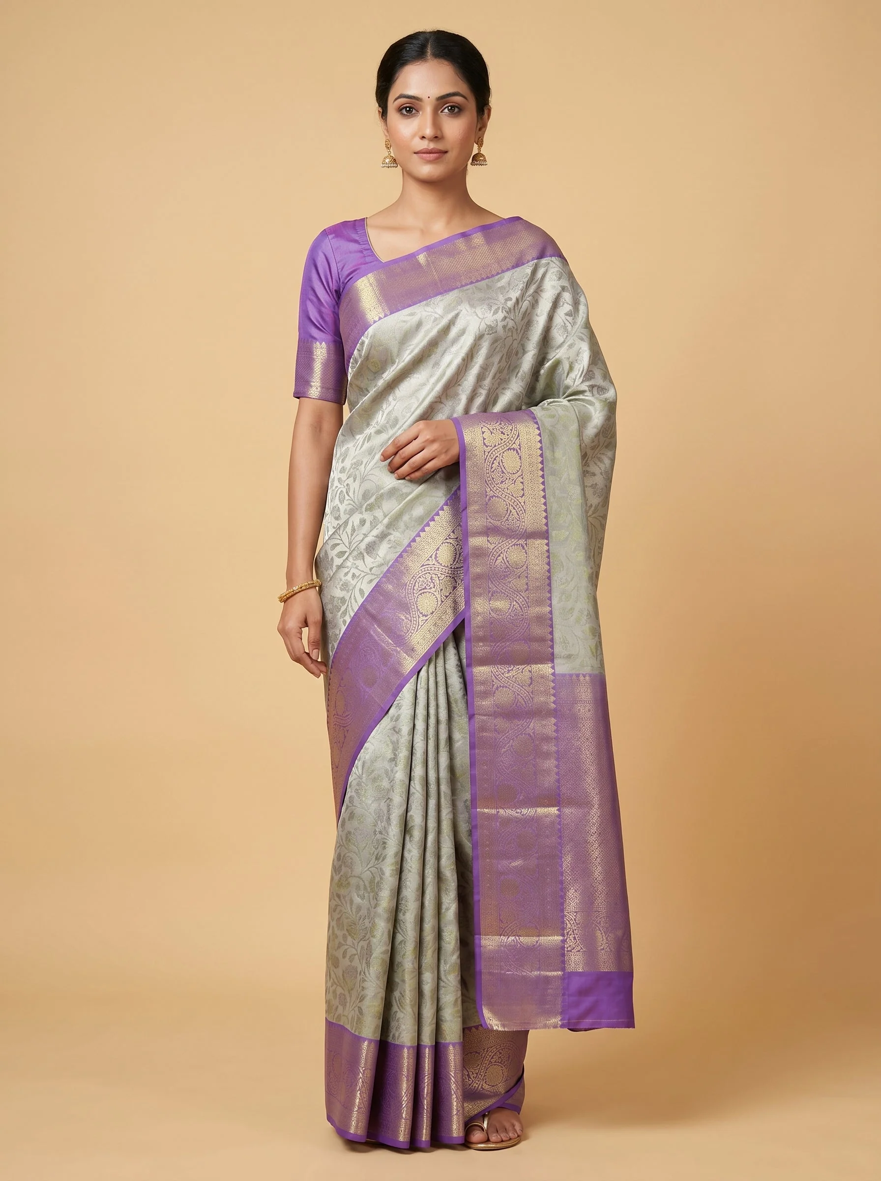 Lavender Flowing Drop Handloom Saree