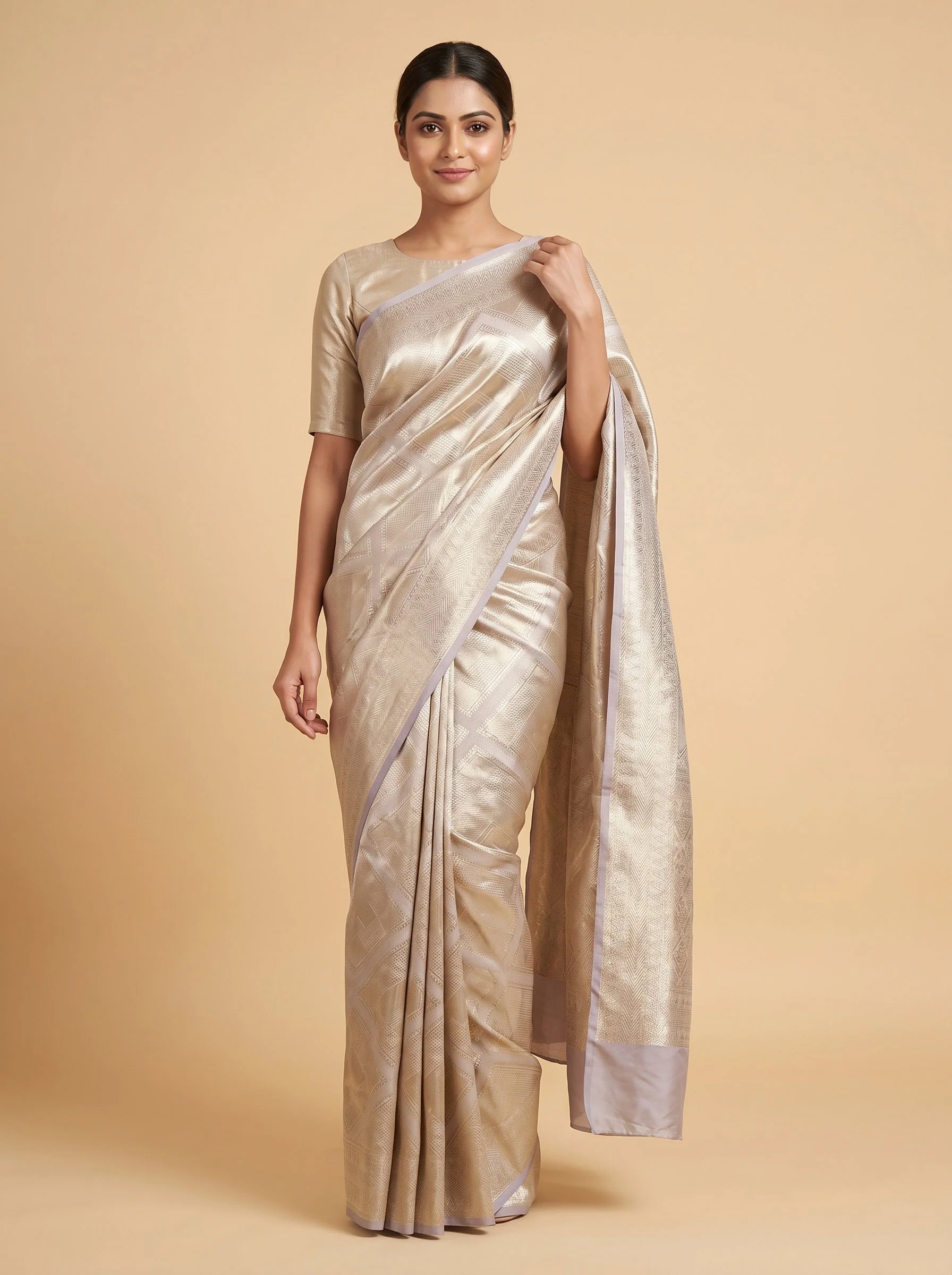 Lavender Flowing Fold Handloom Saree