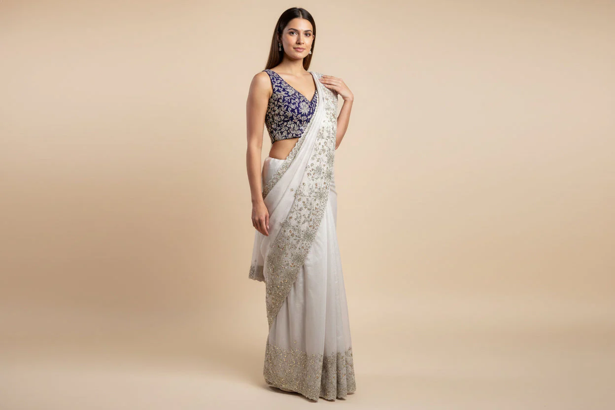 Lavender Fresh Embroidered Saree