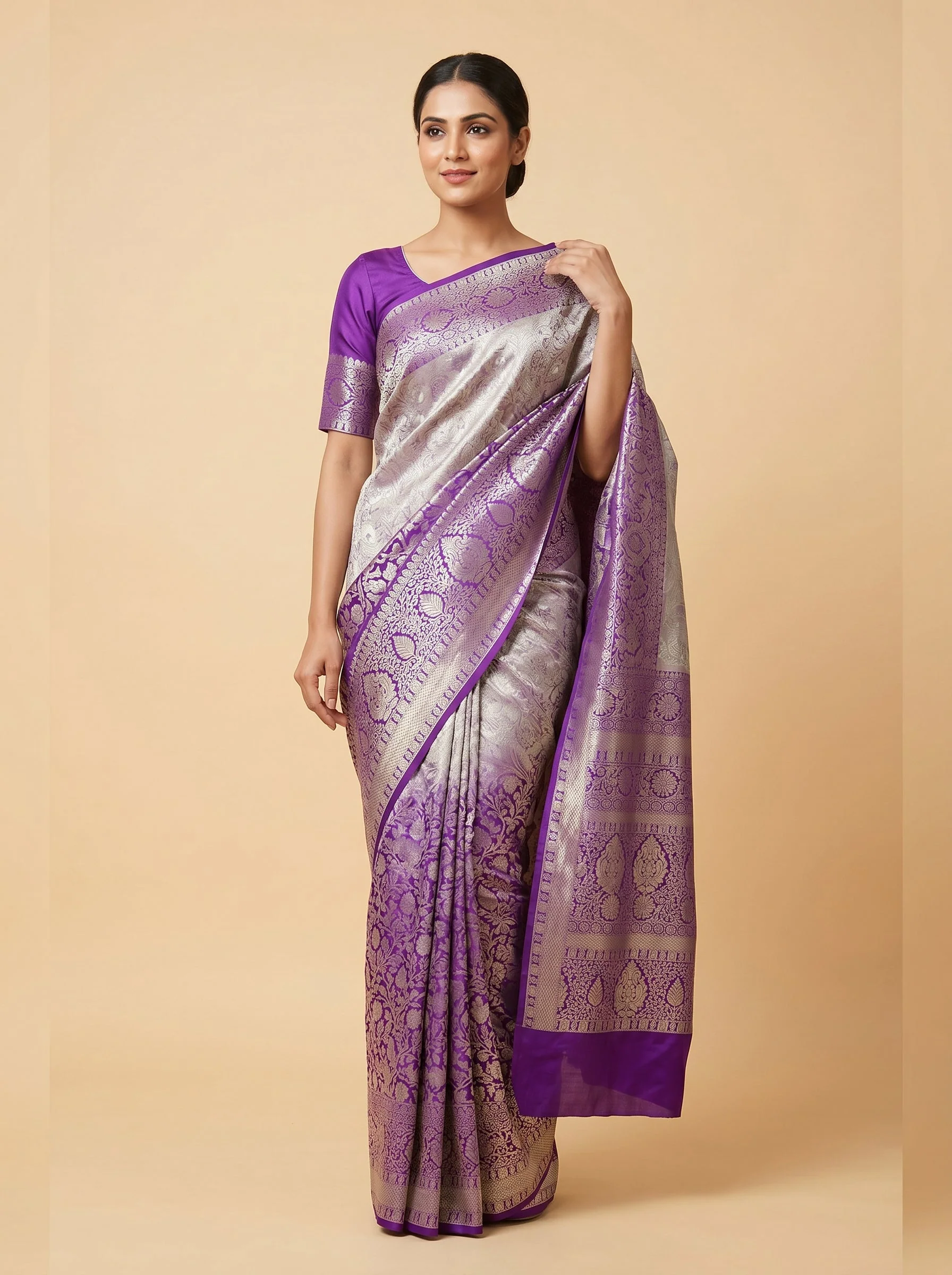 Lavender Light Embroidery Saree