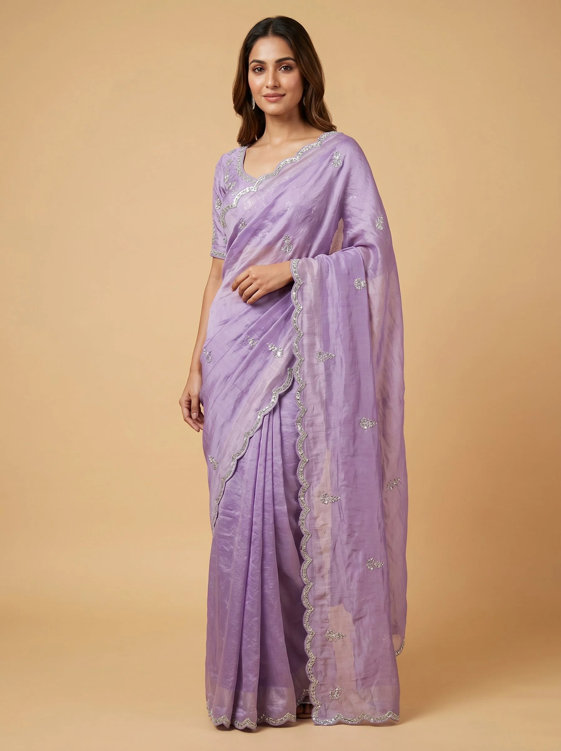 Lavender Lilac Glow Embroidered Saree