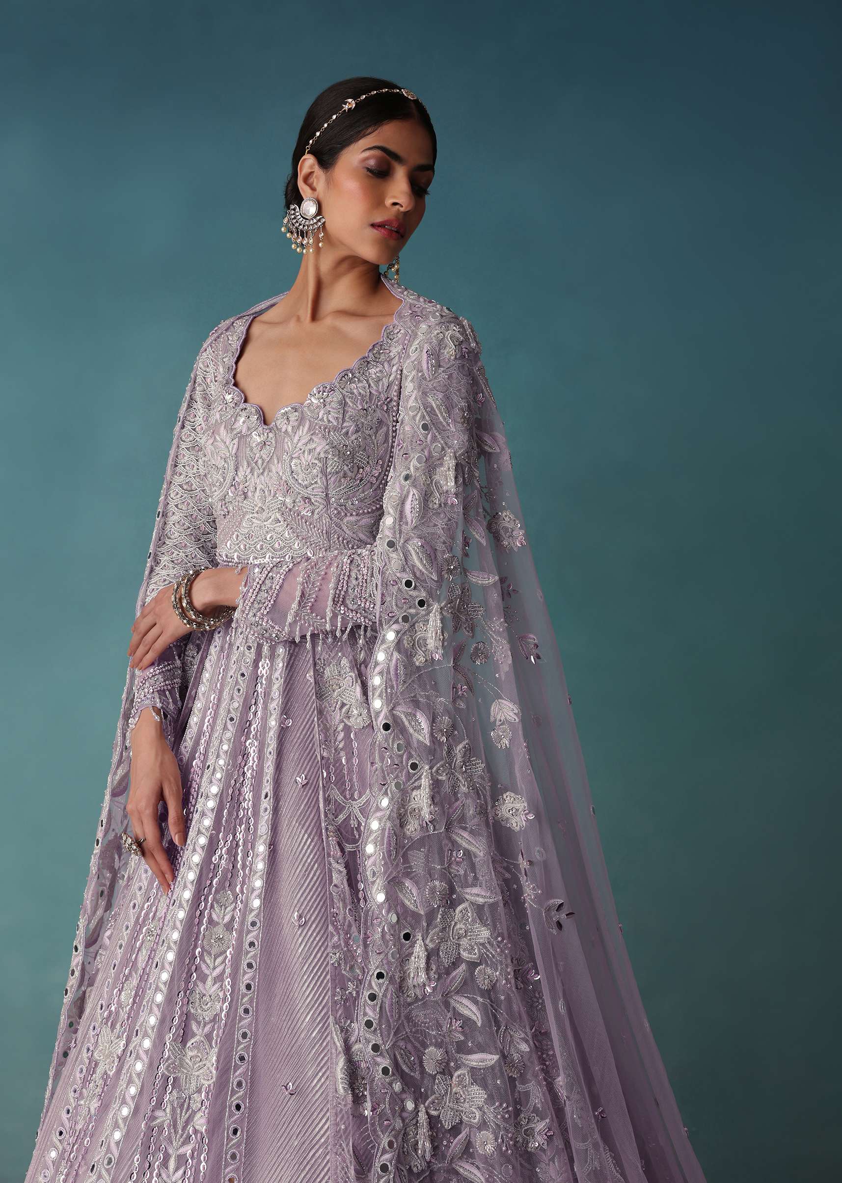 Lavender Mist Bridal Lehenga Set With Hand Work - Image 10