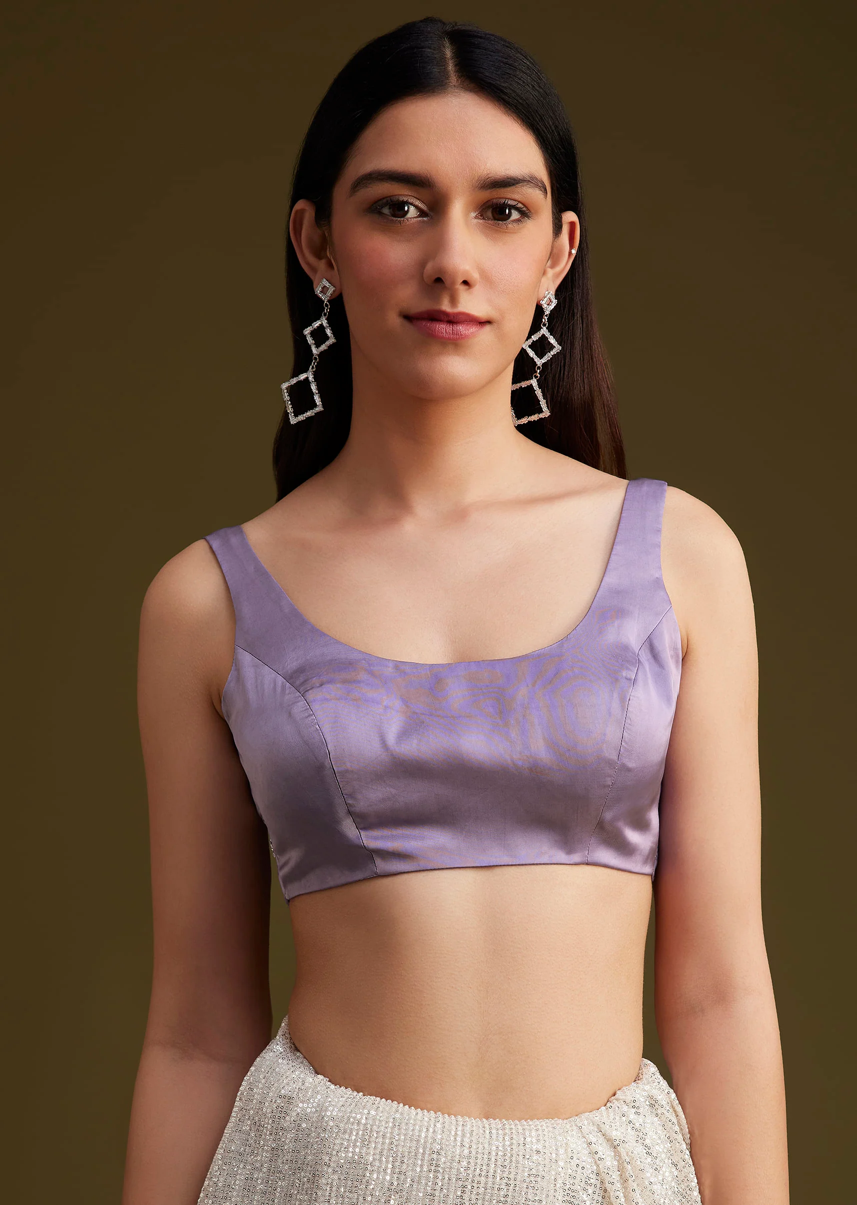 Lavender Ombre Sequins Saree With Scallop Embroidery Border - Image 7