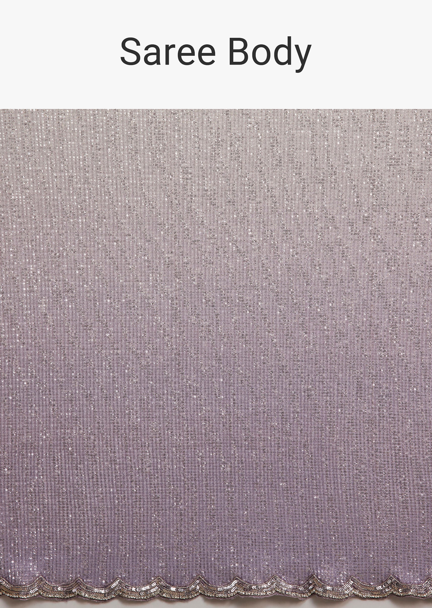 Lavender Ombre Sequins Saree With Scallop Embroidery Border - Image 9