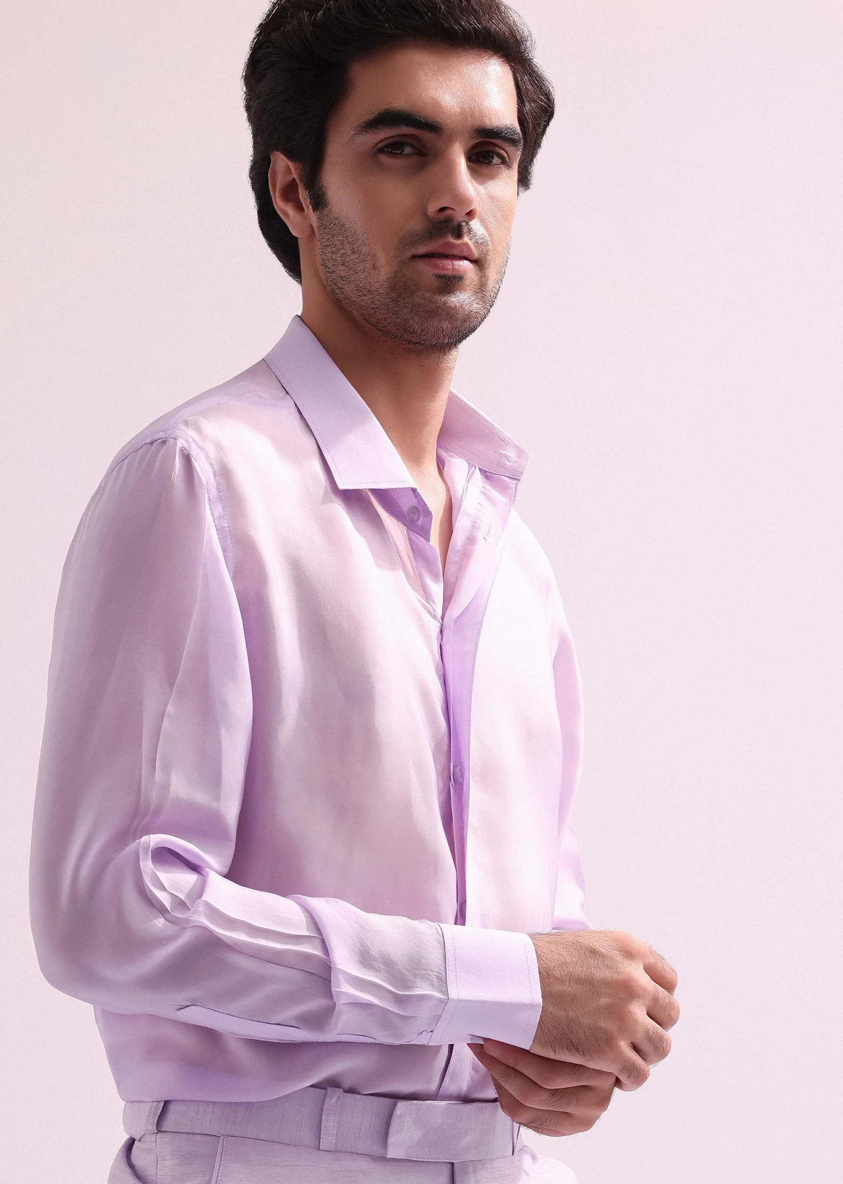 Lavender Ombre Shimmer Double Lapel Tuxedo With Shirt And Pants - Image 7