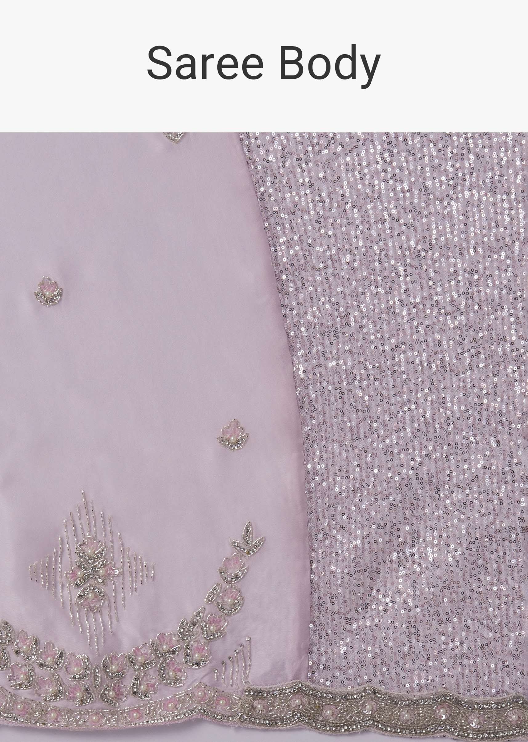 Lavender Purple Sequins Saree With An Embellished Border - Image 6