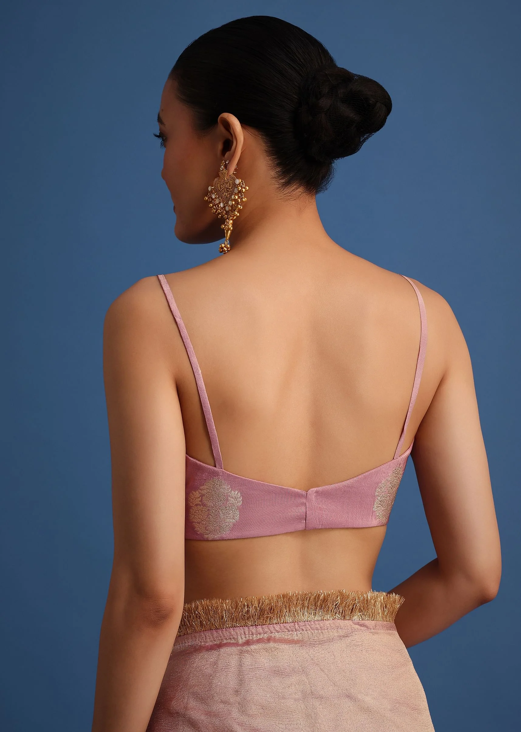 Lavender Tissue Silk Saree With Zari Frill Lace Border - Image 8