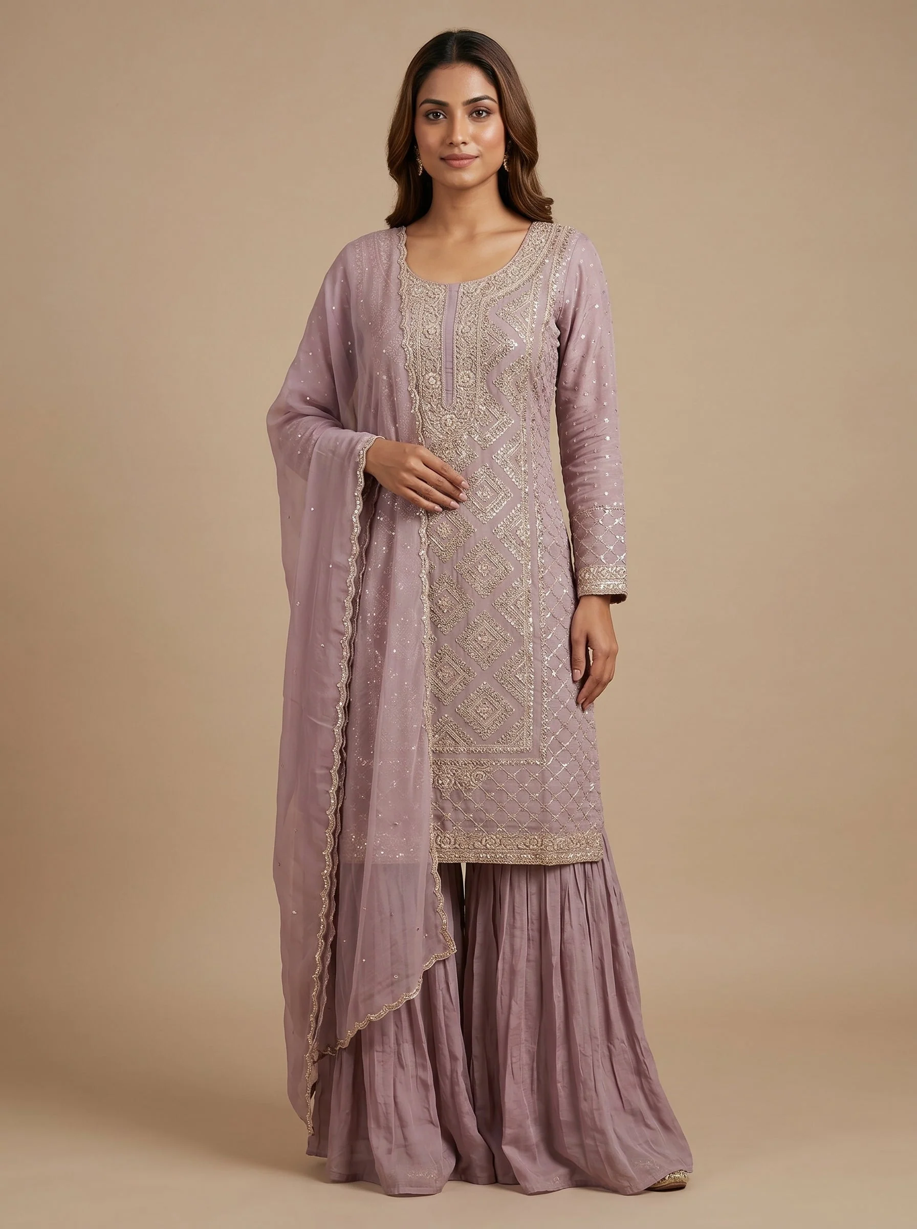 Lavender Veil Sharara Set