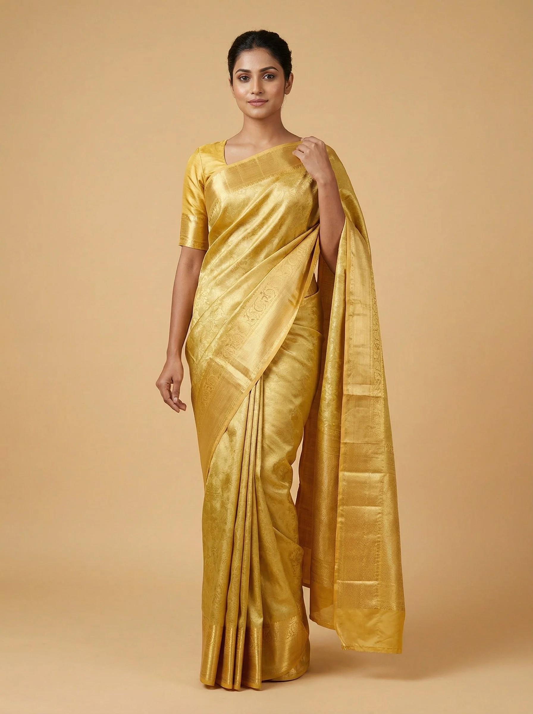 Lemon Green Crisp Handloom Saree