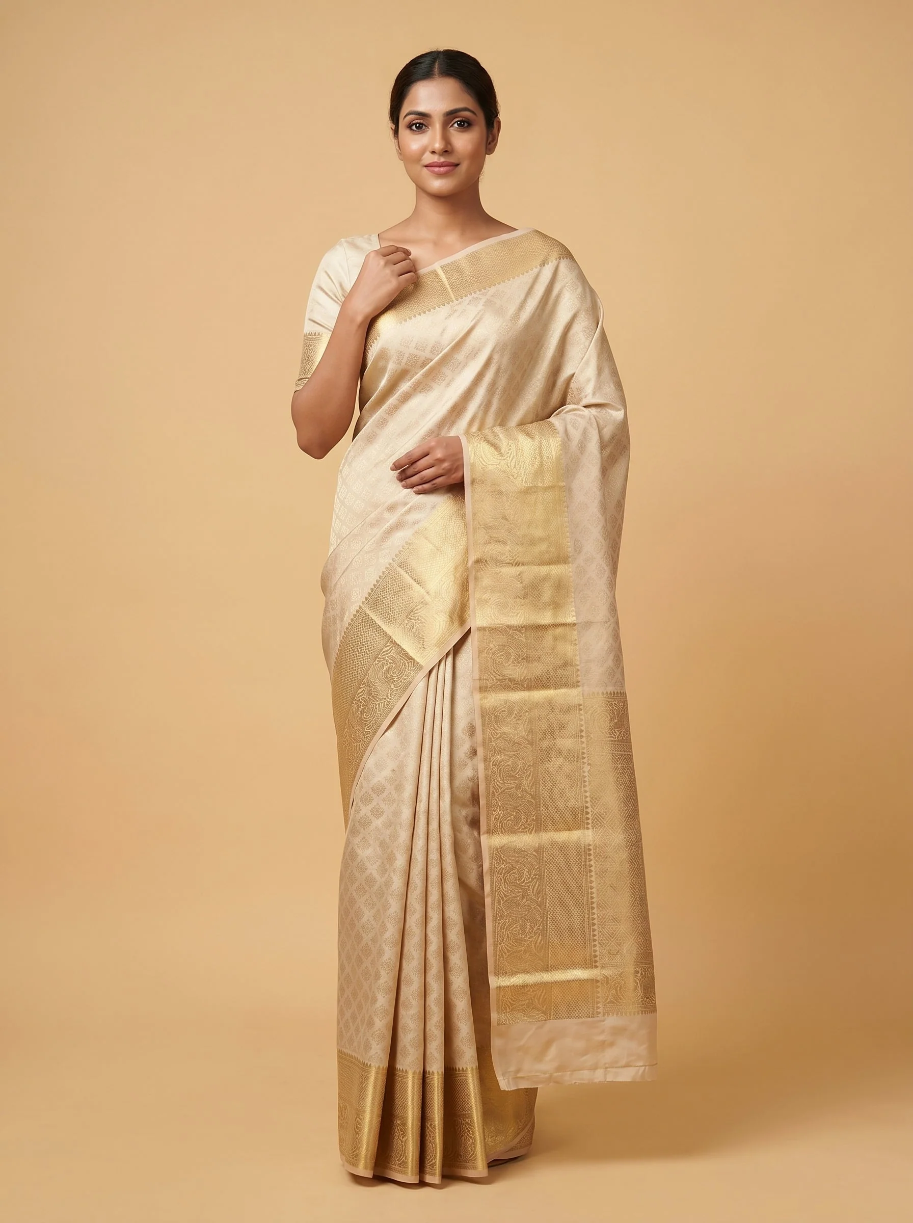 Light Beige Serenity Handloom Saree