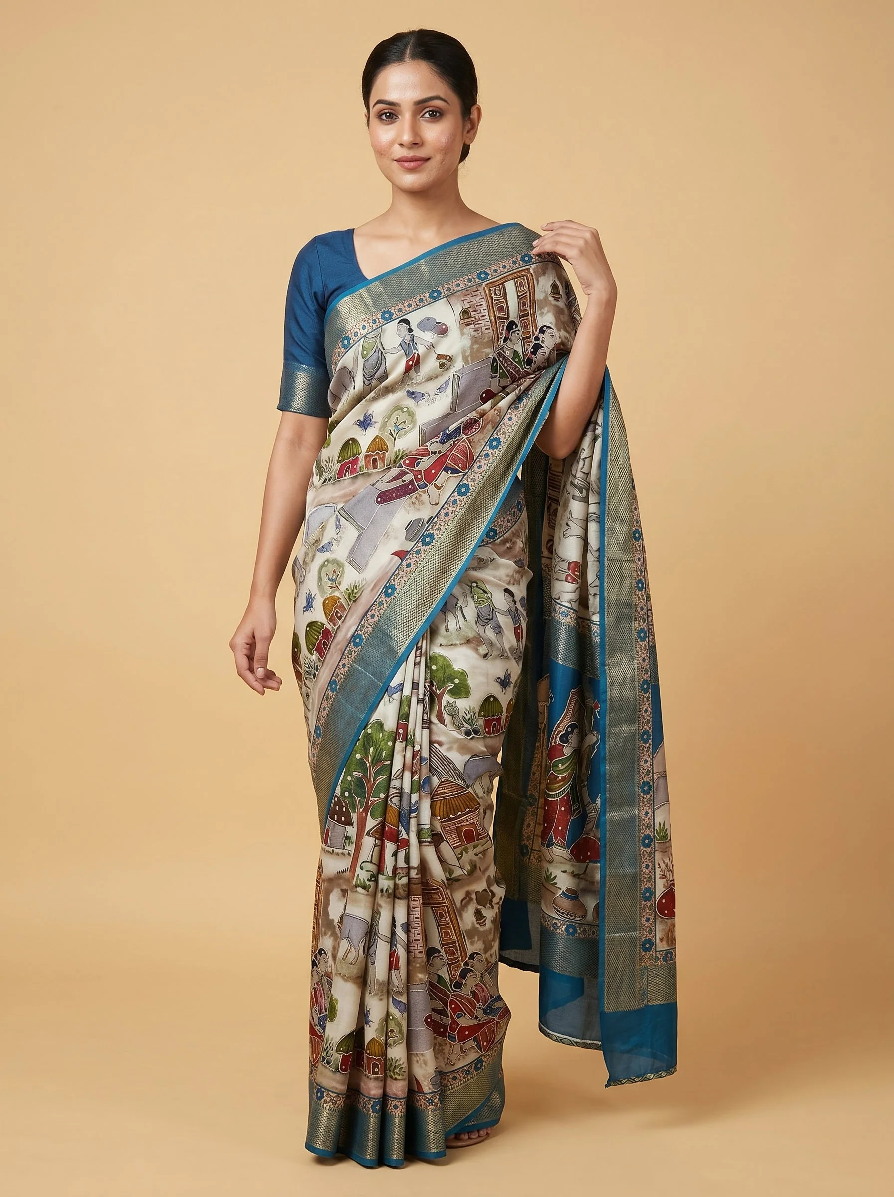 Light Blue Glow Embroidered Saree
