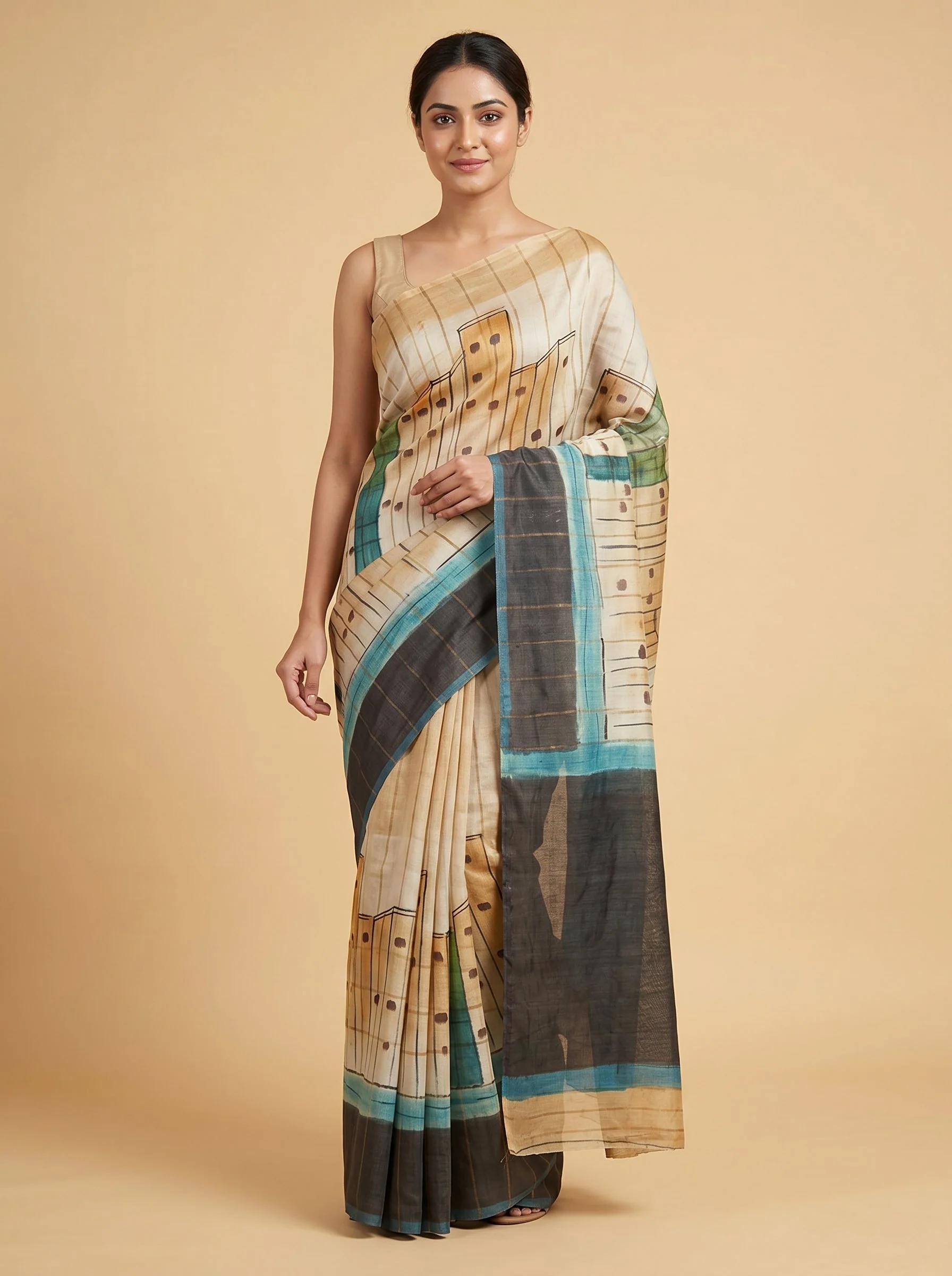 Light Brown Soft Grain Handloom Saree