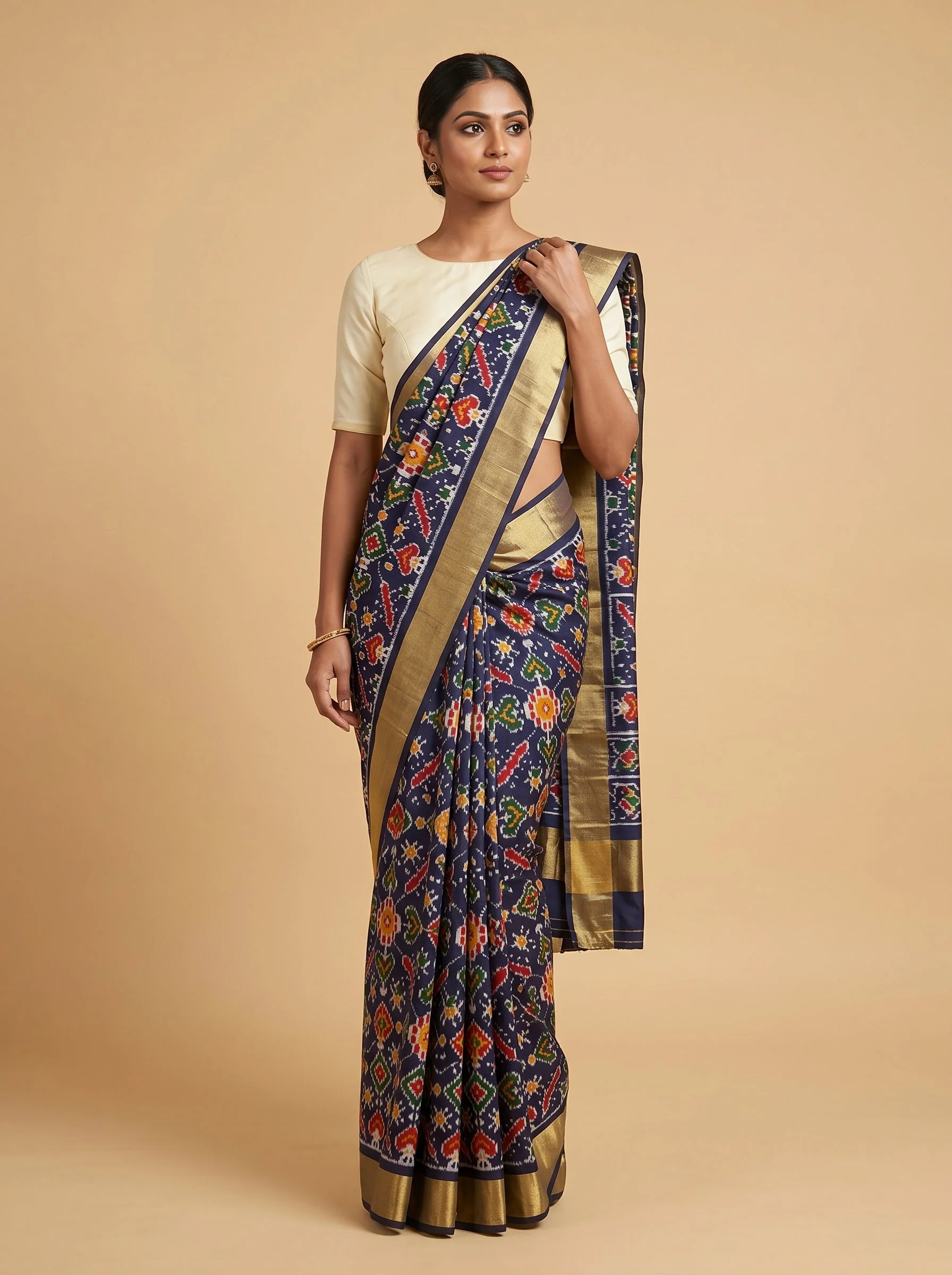 Light Cream Whisper Handloom Saree