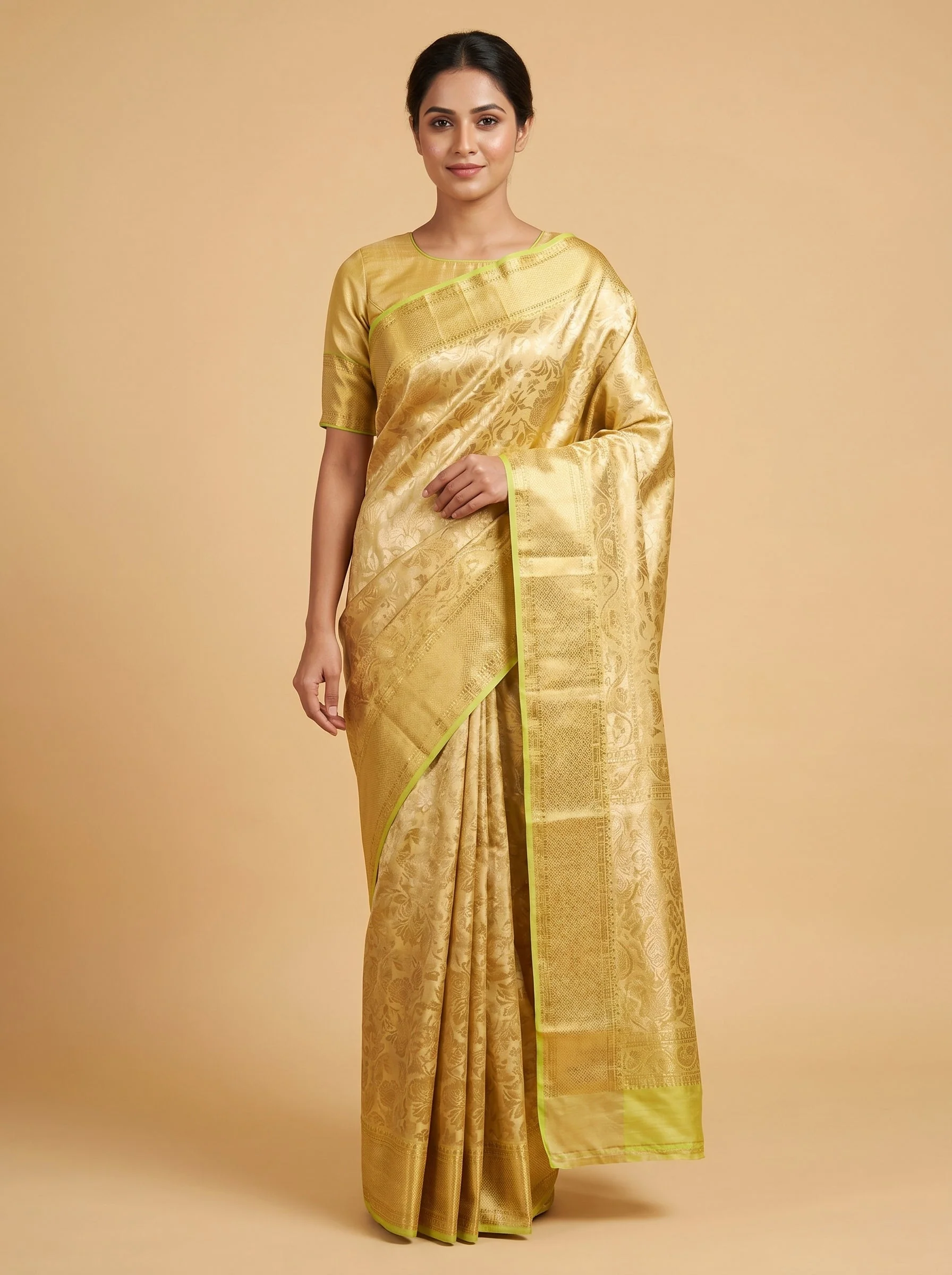 Light Gold Elegant Handloom Saree