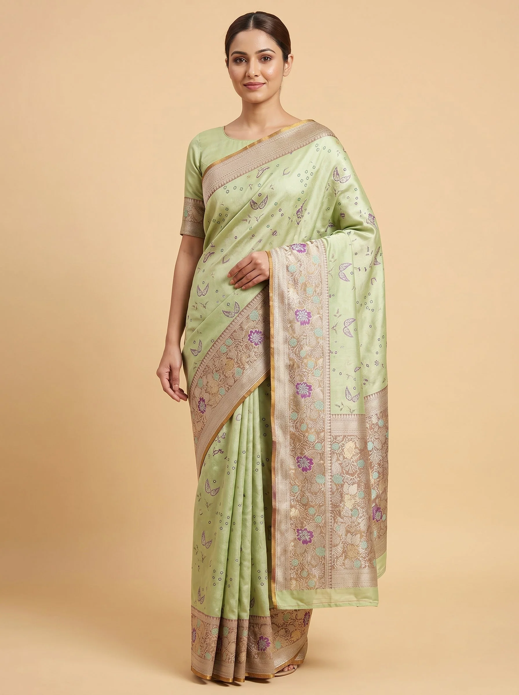 Light Green Glow Handloom Saree