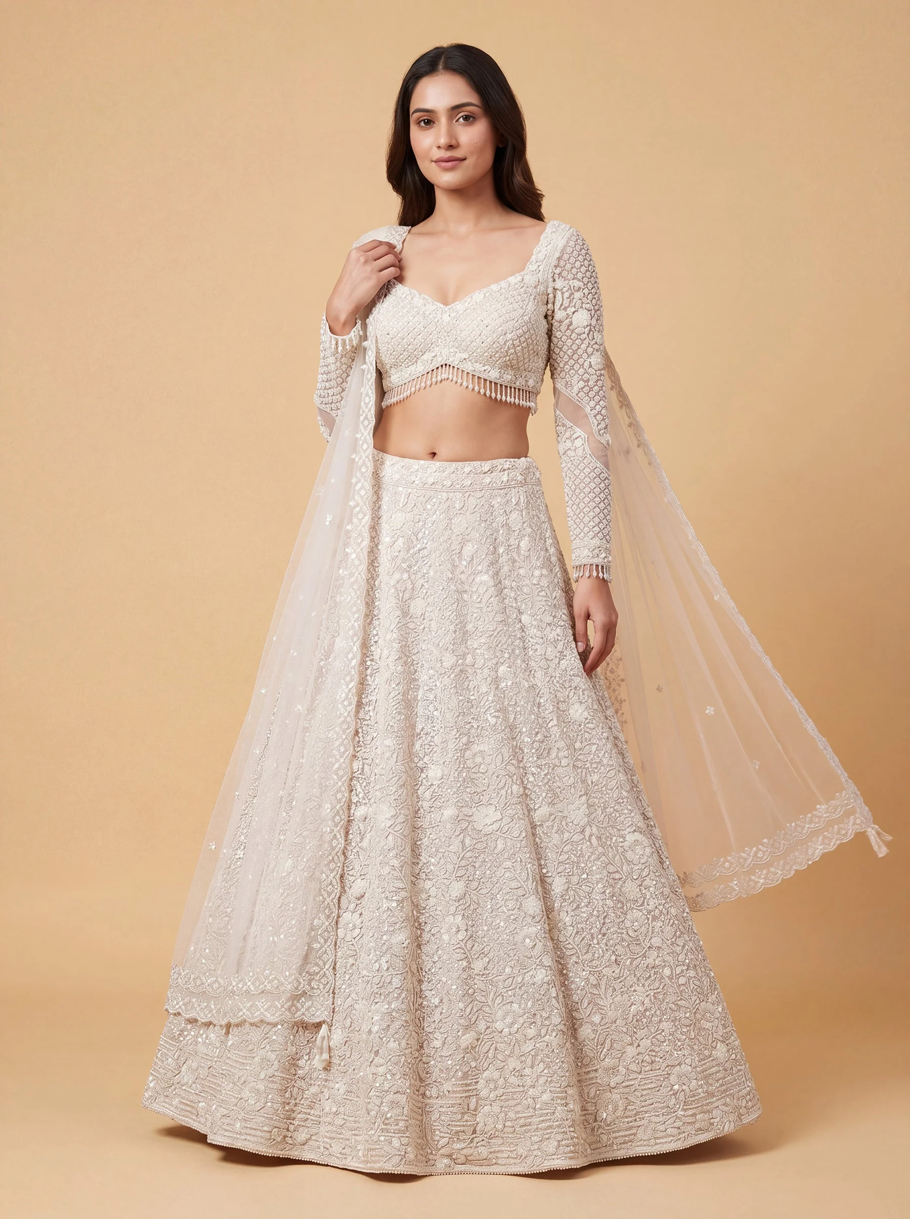 Light Pink Bridal Contemporary Pastel Lehenga