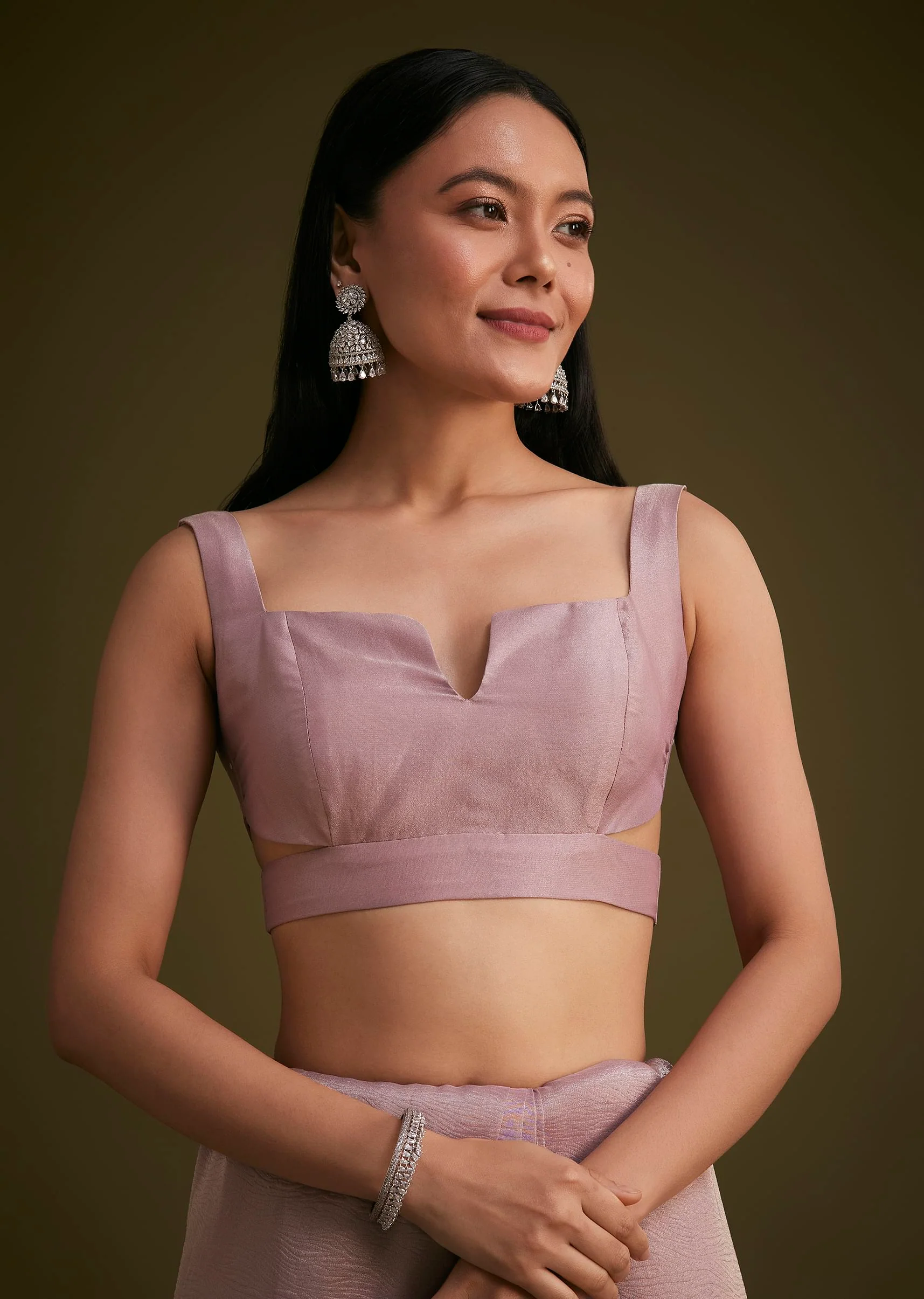 Light Purple Tissue Saree With Floral Embroidery - Image 7