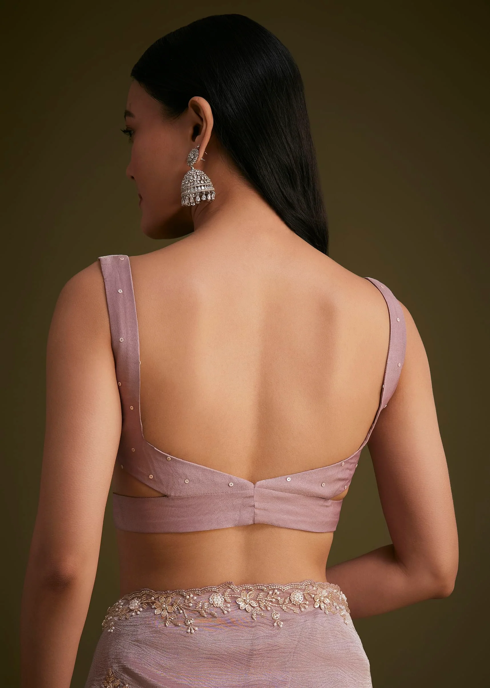 Light Purple Tissue Saree With Floral Embroidery - Image 8