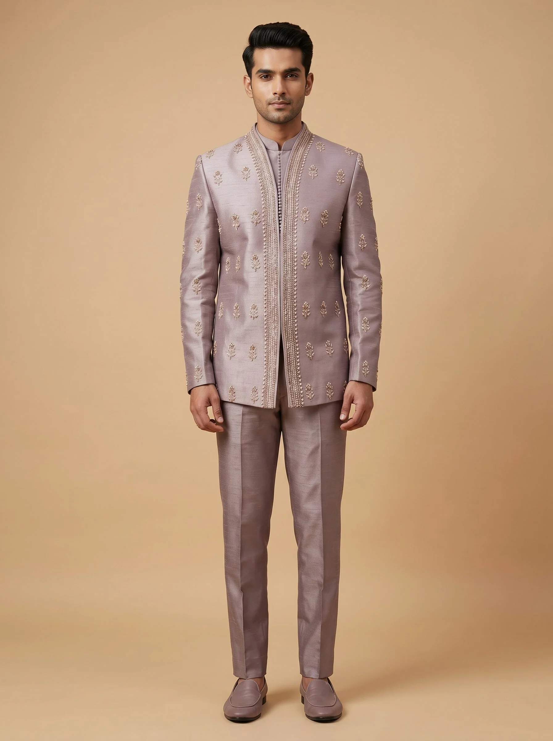 Lilac Designer Jacket Kurta Set