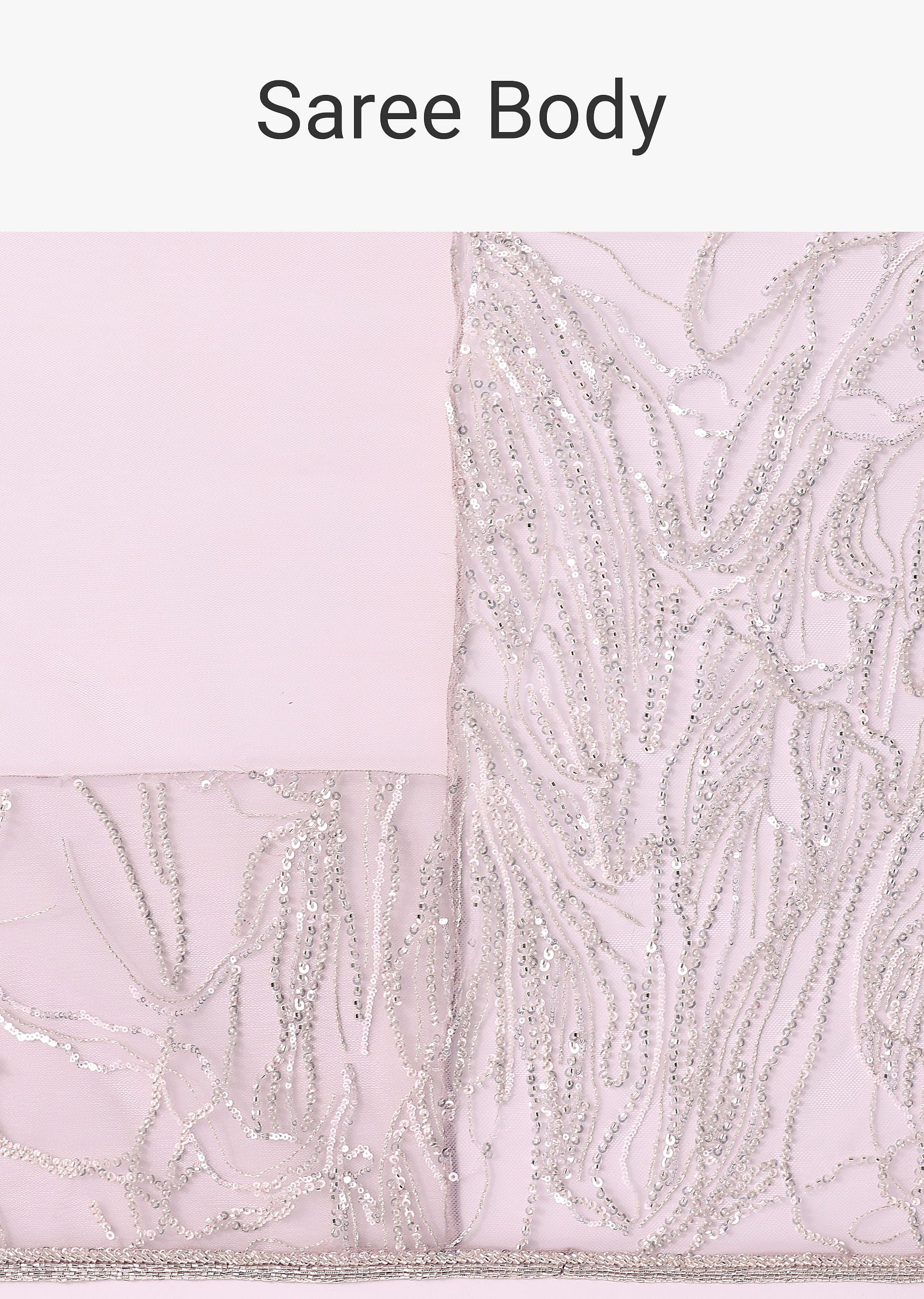 Lilac Fancy Sequence Net Saree With Ruched Stitched - Image 8