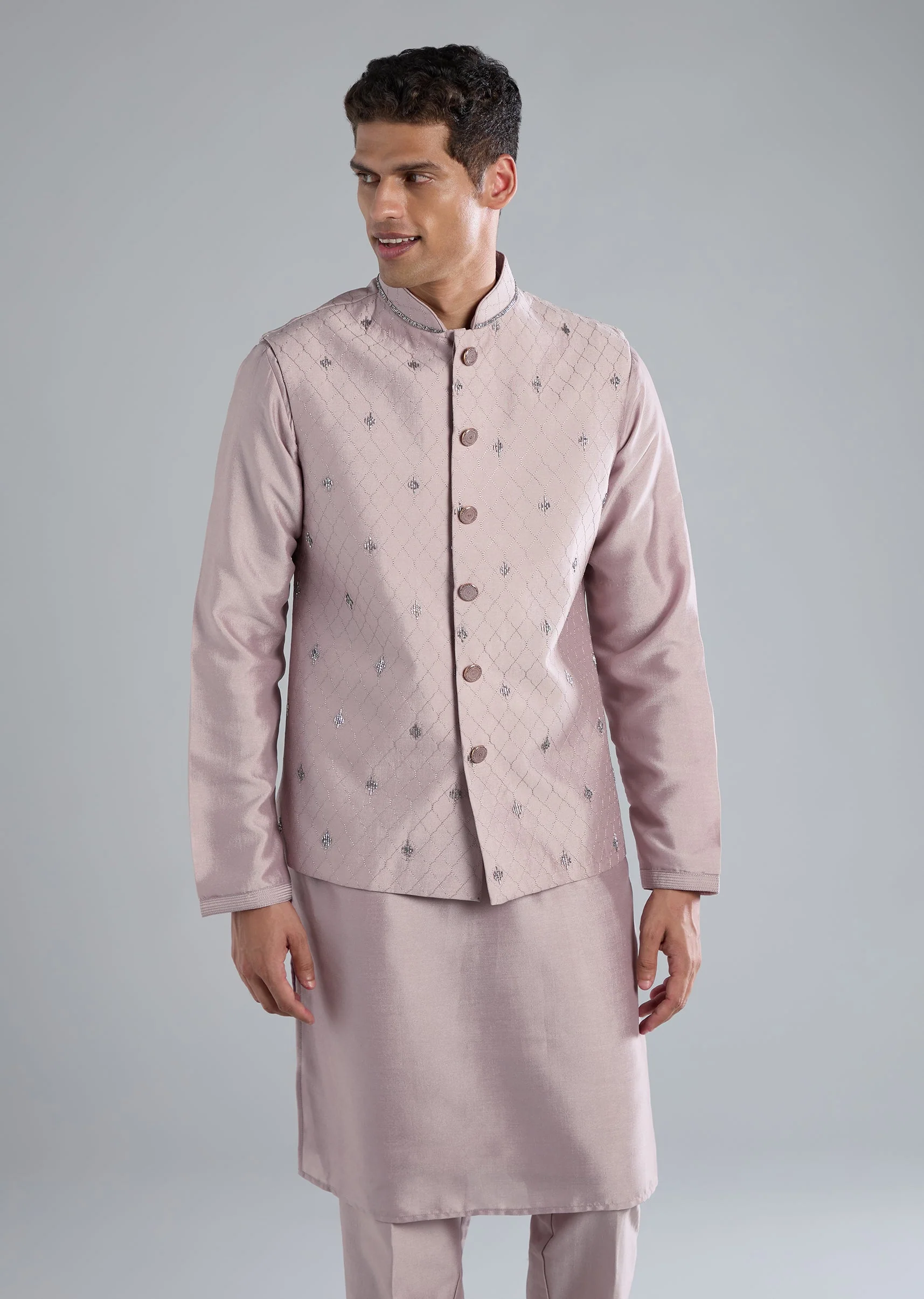 Lilac Kurta Jacket Set With Cut Dana Detailing - Image 2