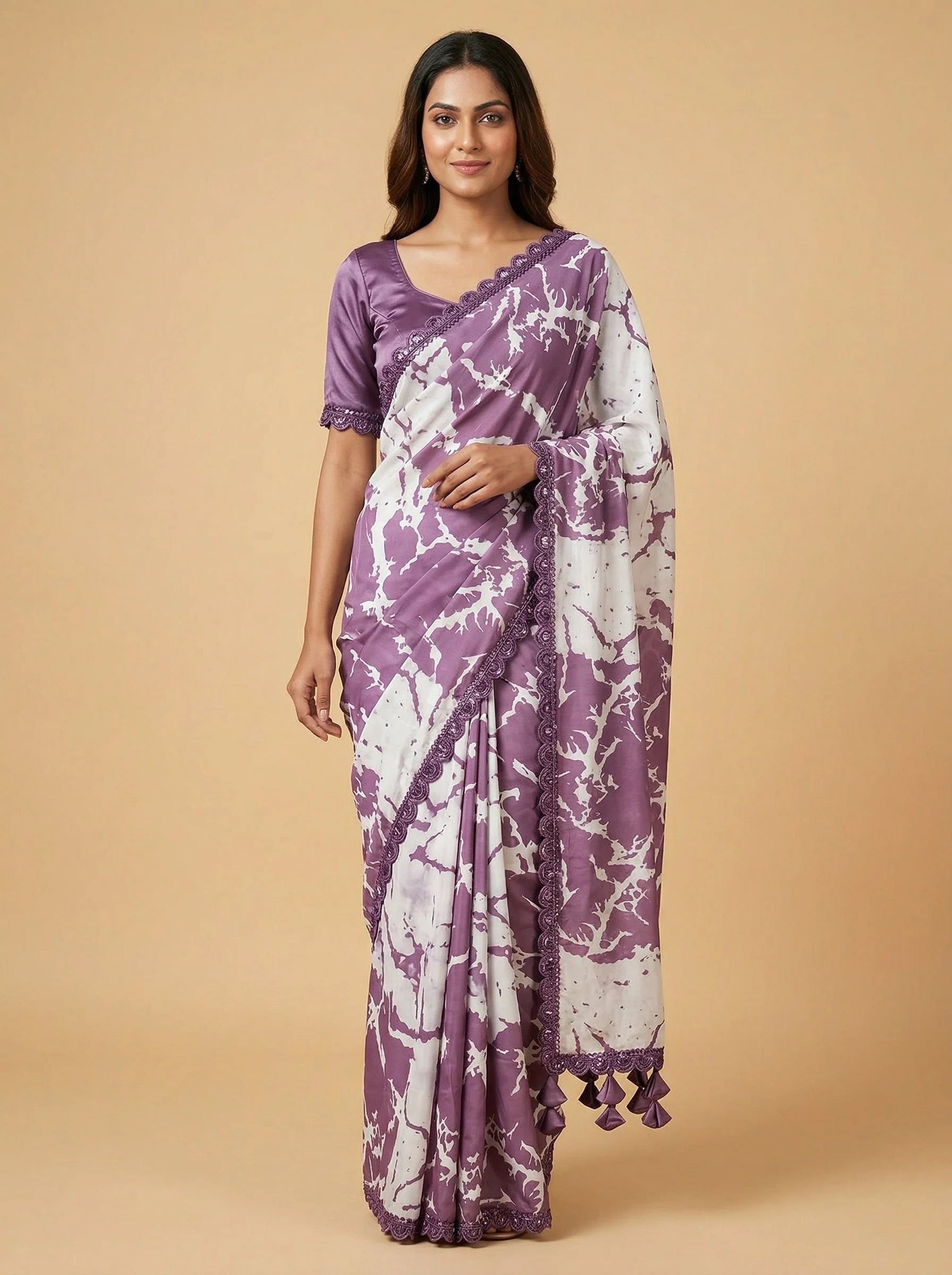 Lilac Lavender Embroidered Saree