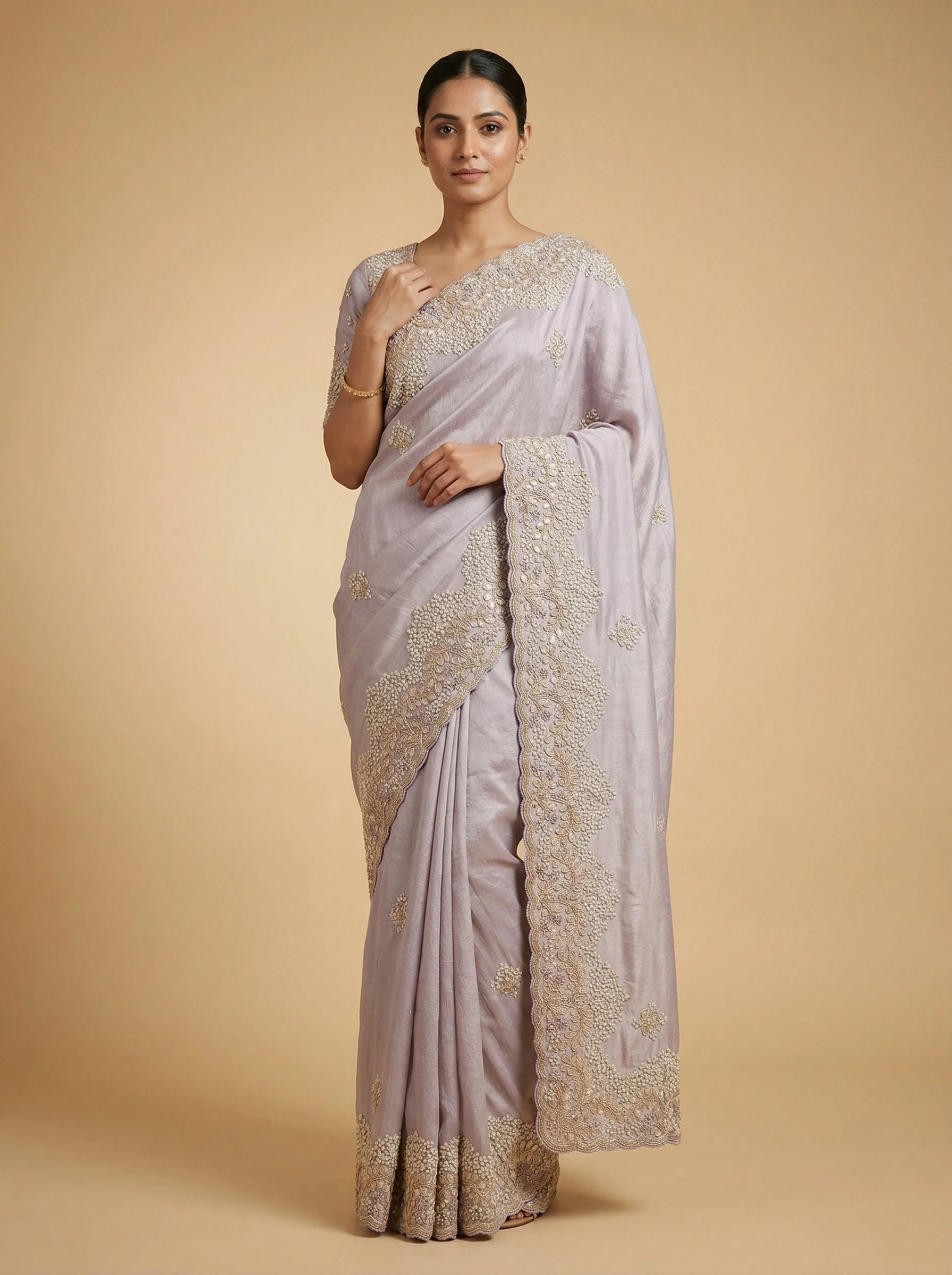 Lilac Tender Embroidered Saree