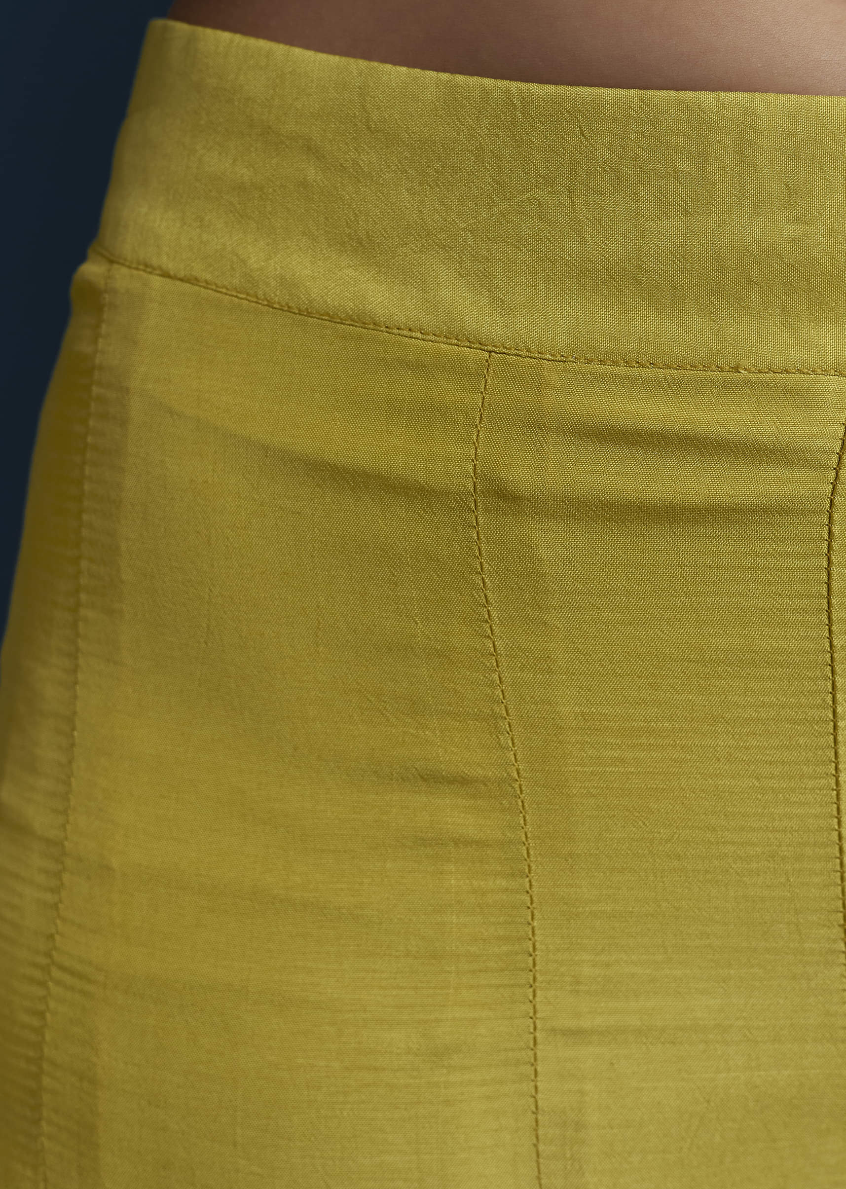 Lime Green Silk Crop Top and Pant Set with Moti Work - Image 6