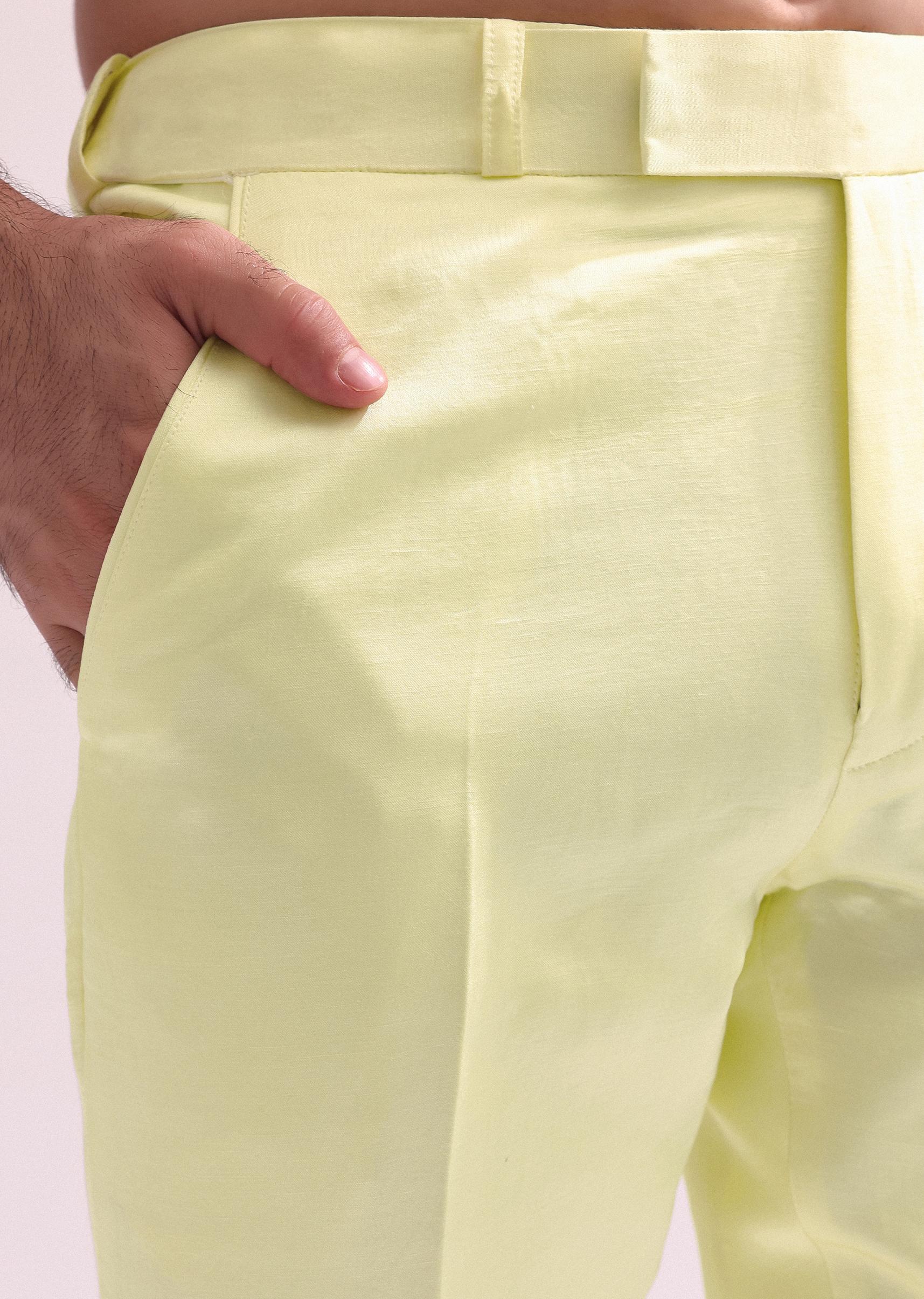 Lime Lapel Tuxedo With Butti Work Kurta And Pants - Image 7