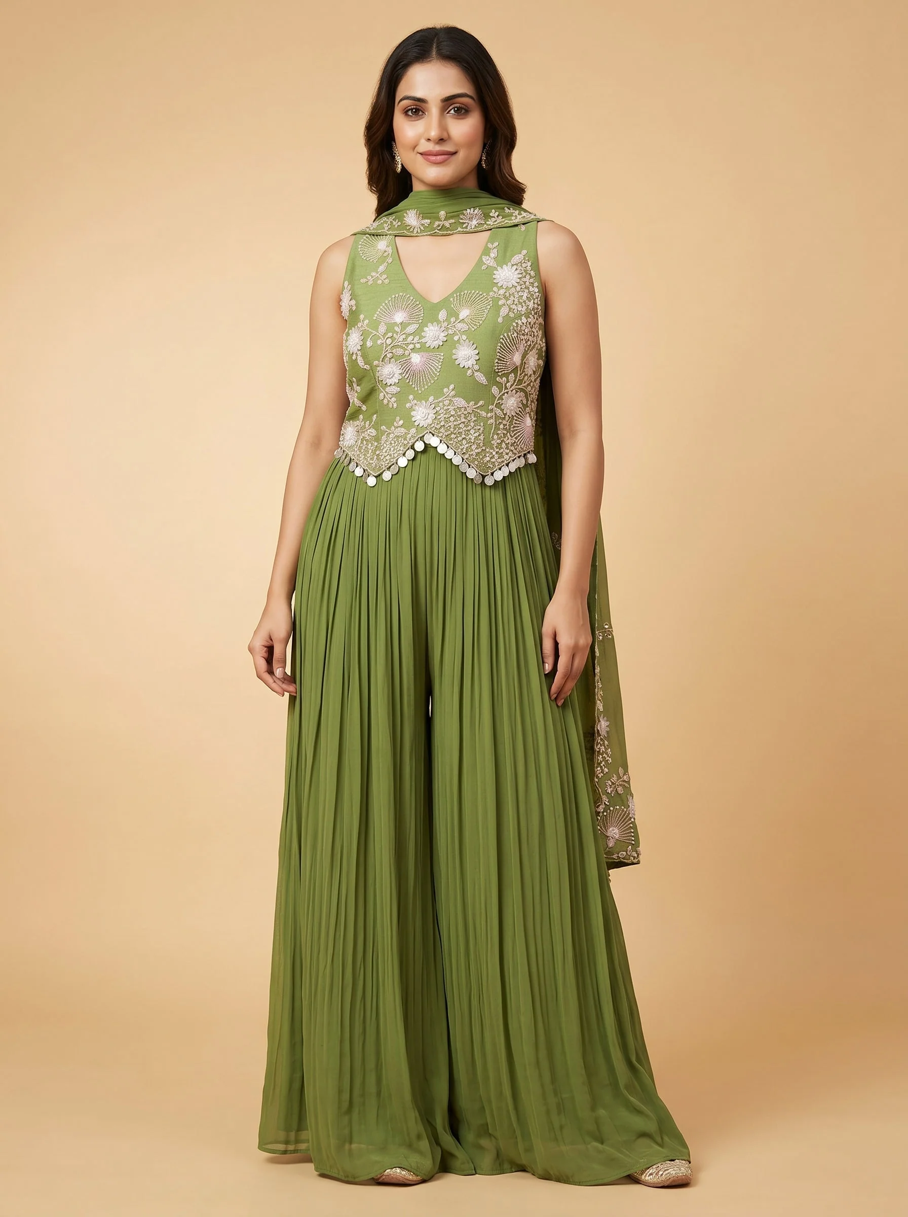 Lush Green Crop Top Set