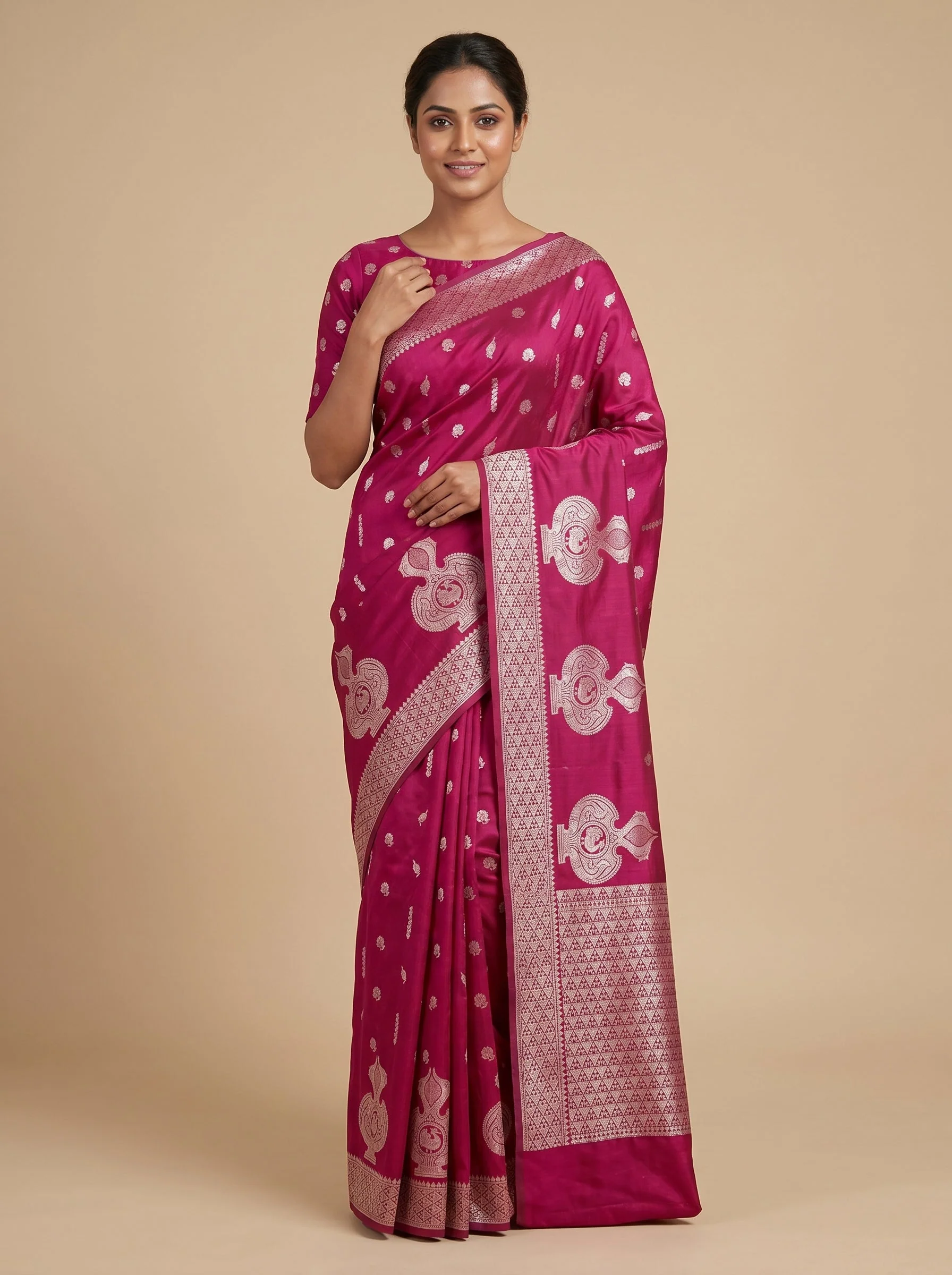Magenta Fuchsia Statement Handloom Saree