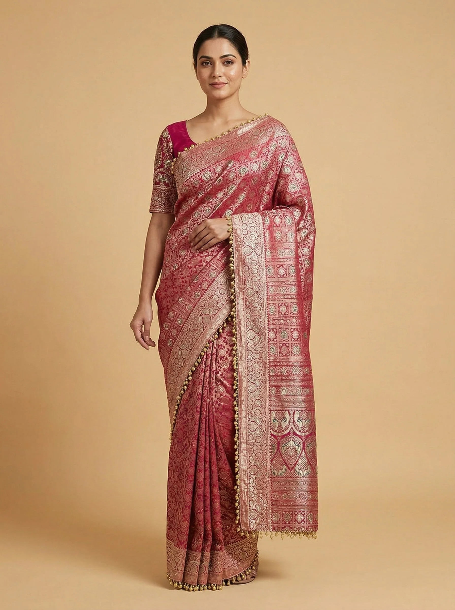Magenta Glamorous Embroidered Saree
