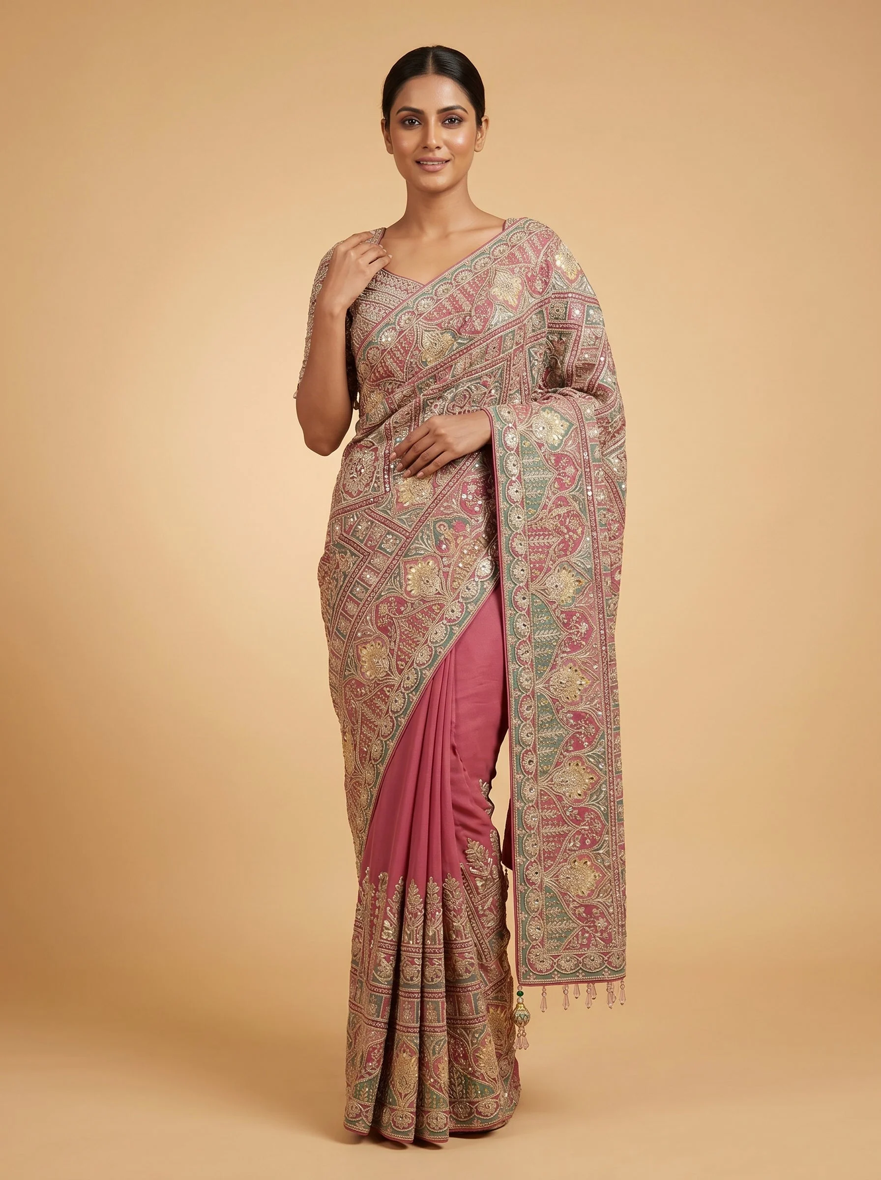 Magenta Glow Embroidered Saree