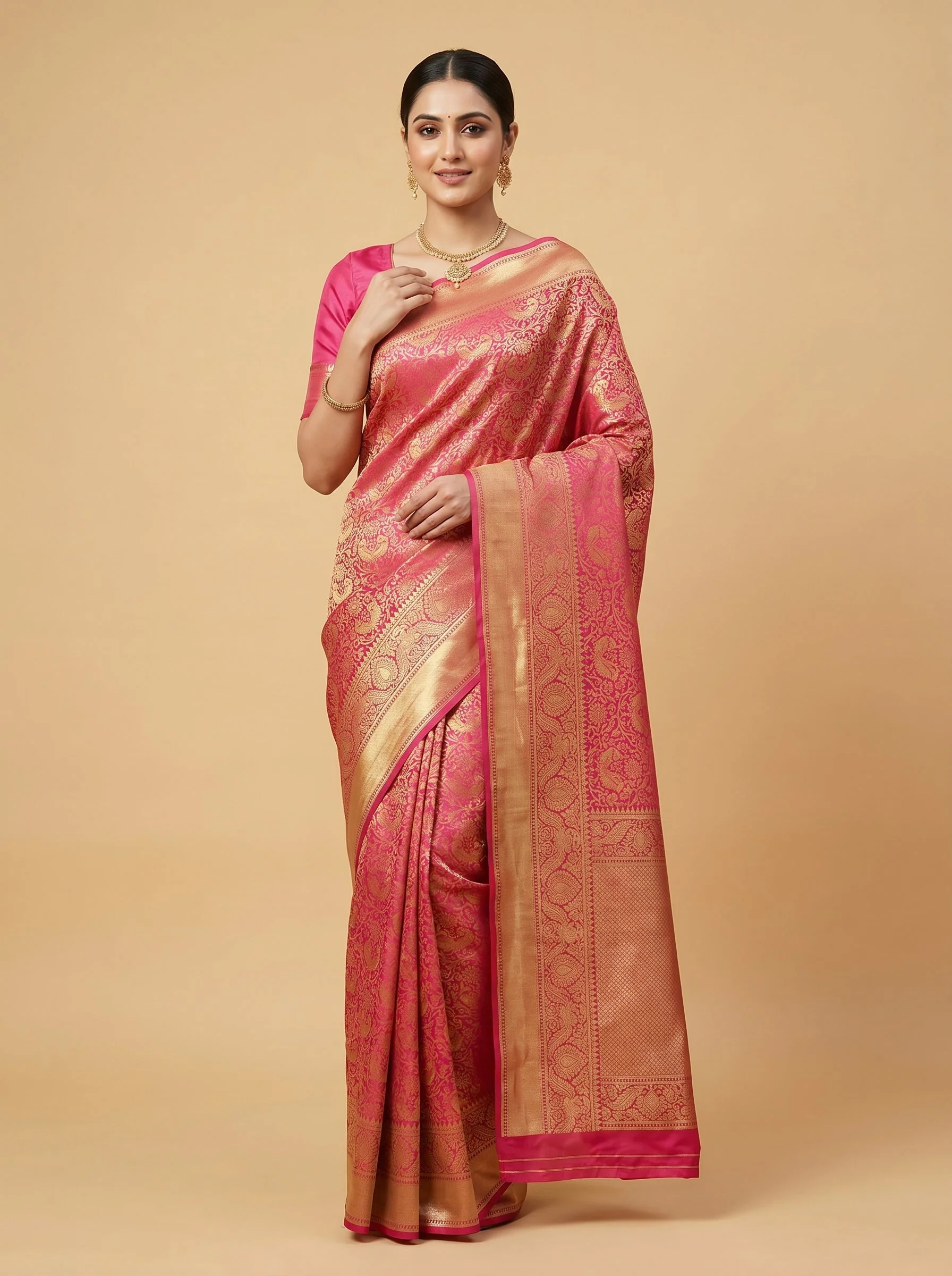 Magenta Striking Work Handloom Saree