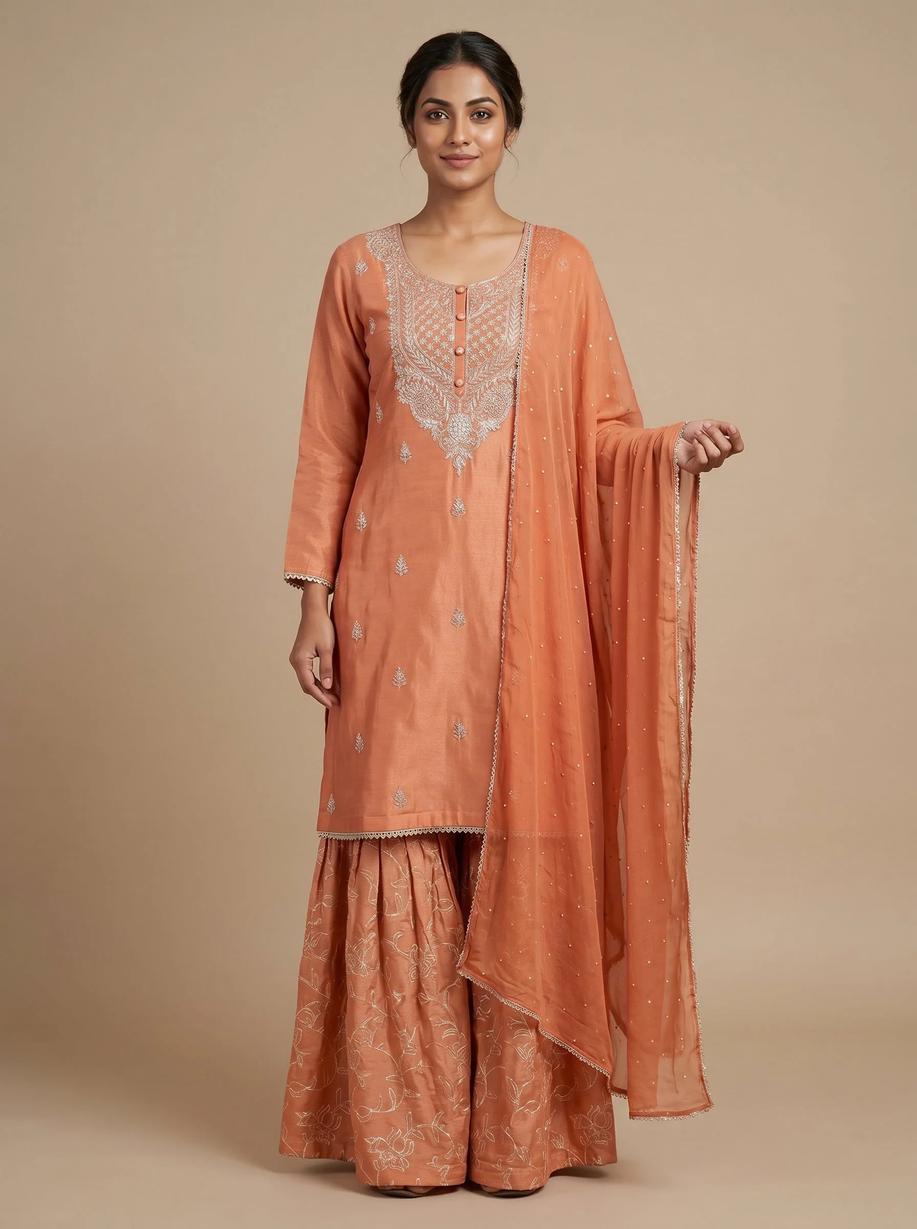 Mandarin Orange Sharara Set