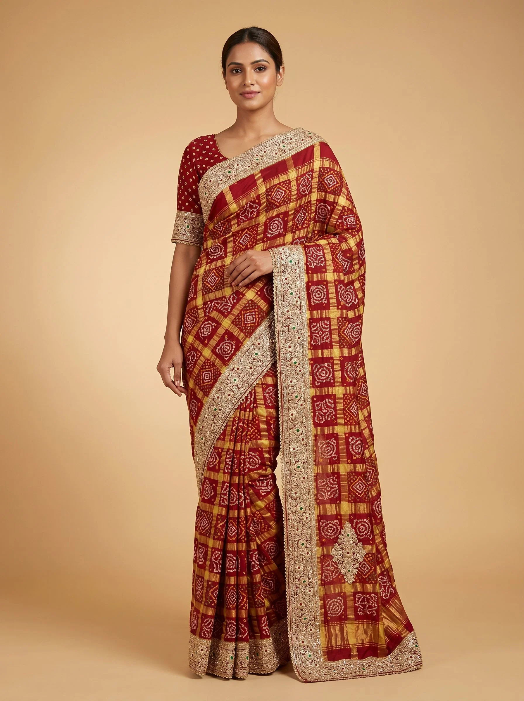 Maroon Deep Finish Embroidered Saree